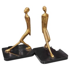 Art Deco Austrian pair of Bronze sculptures figurative, abstractat