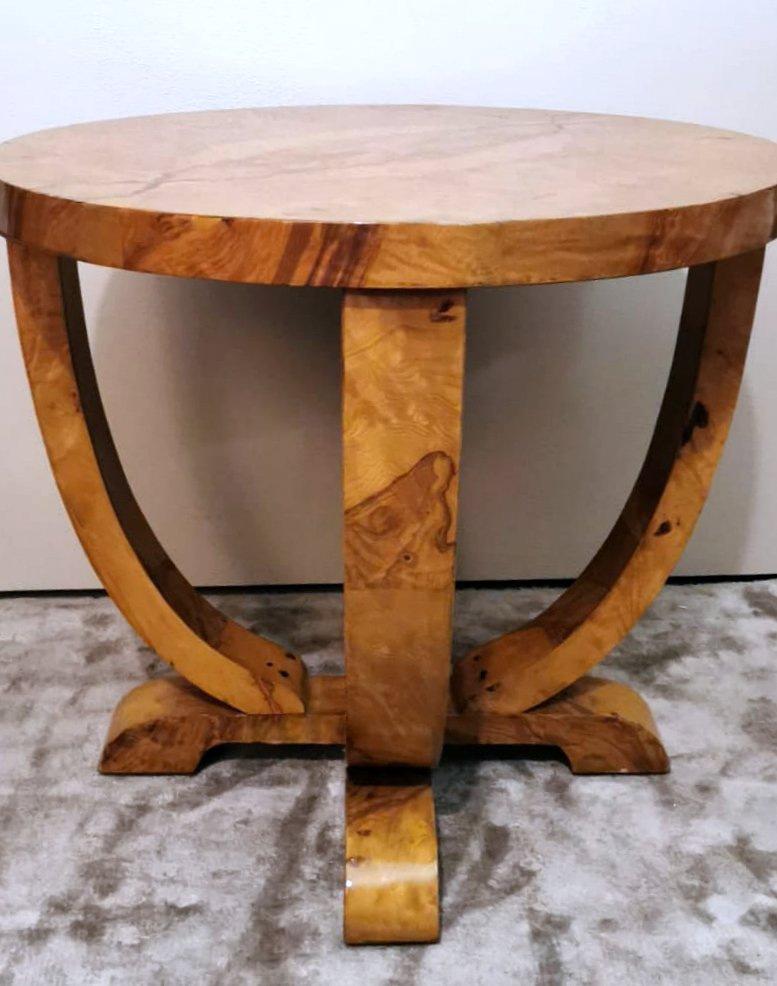Placage Table basse ronde autrichienne Art déco