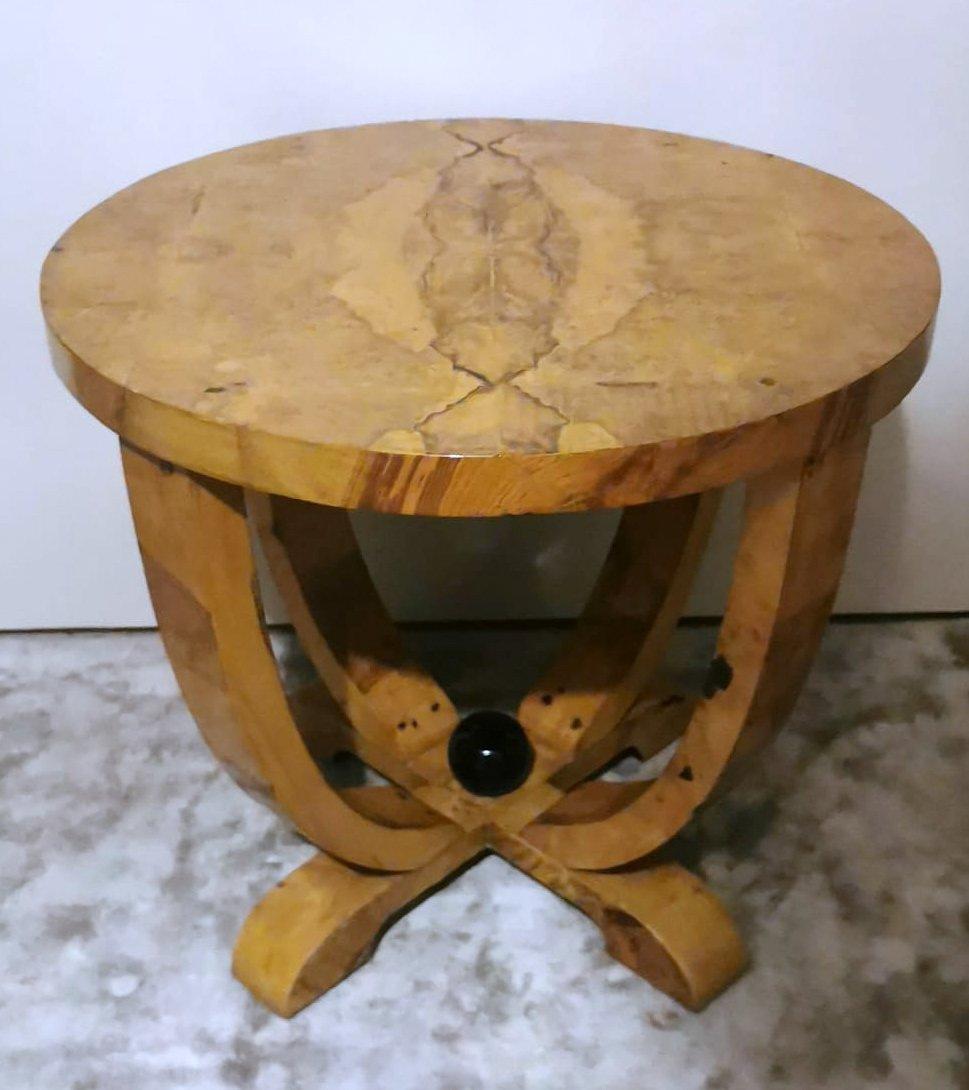 Walnut Art Deco Austrian Round Coffee Table For Sale