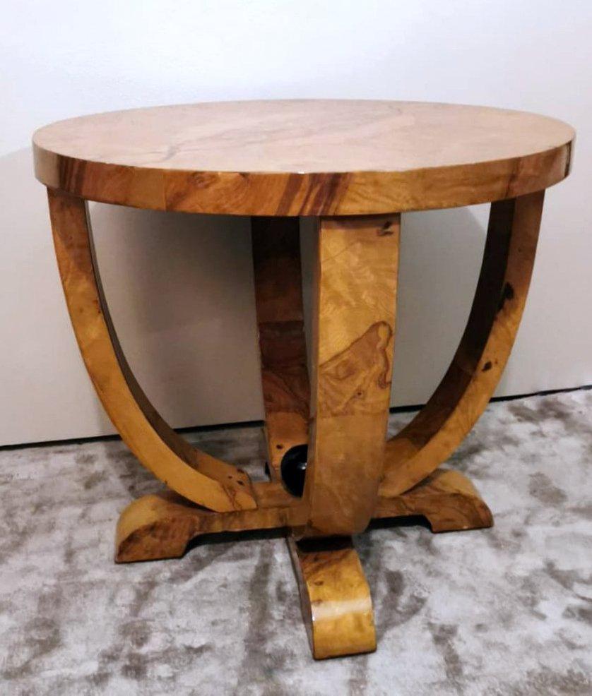 Noyer Table basse ronde autrichienne Art déco