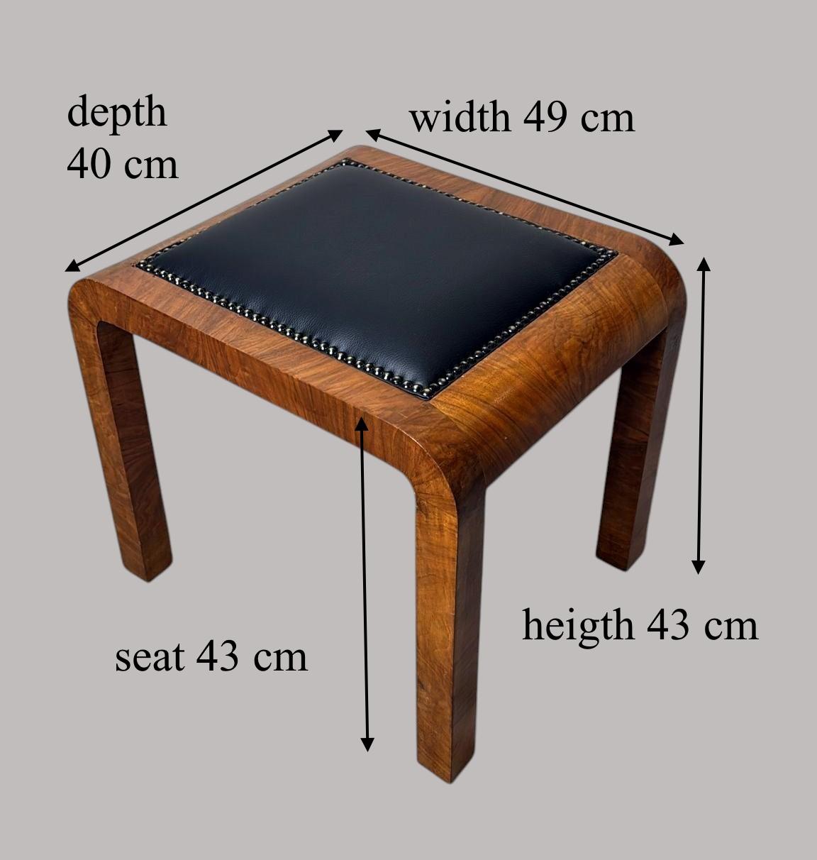 Art Deco Austrian Walnut Burl Stool For Sale 14