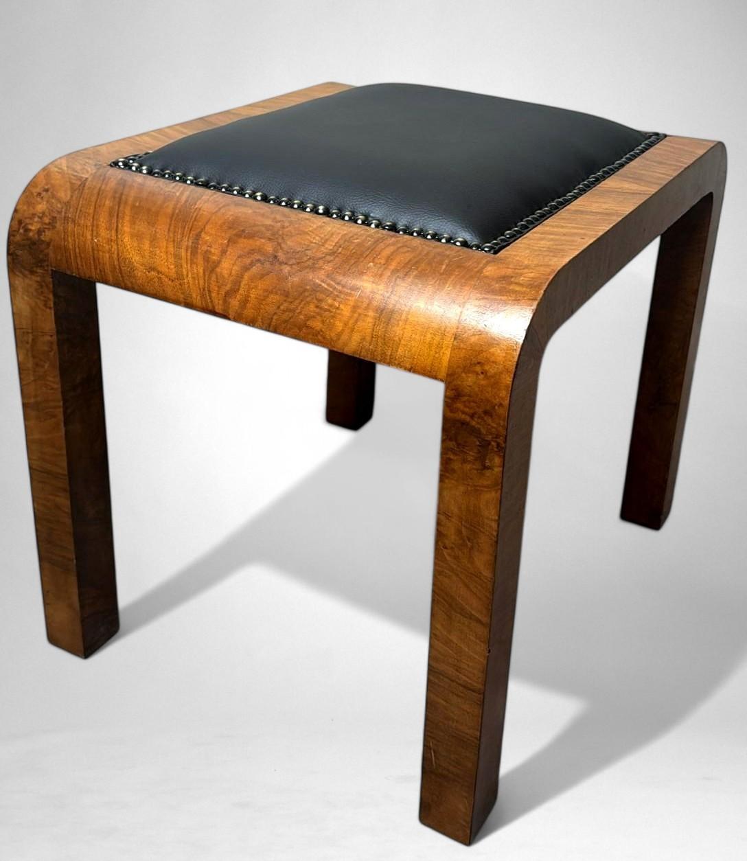 Art Deco Austrian Walnut Burl Stool For Sale 3