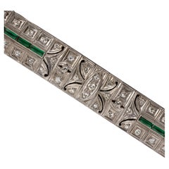 Art Deco Authentic 4 Carat Antique Diamond Silver Bracelet