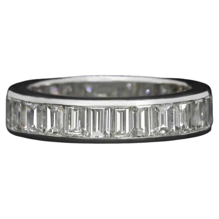 Art Deco Authentic 4 Carat Emerald Cut Diamond Eternity Band Ring For ...