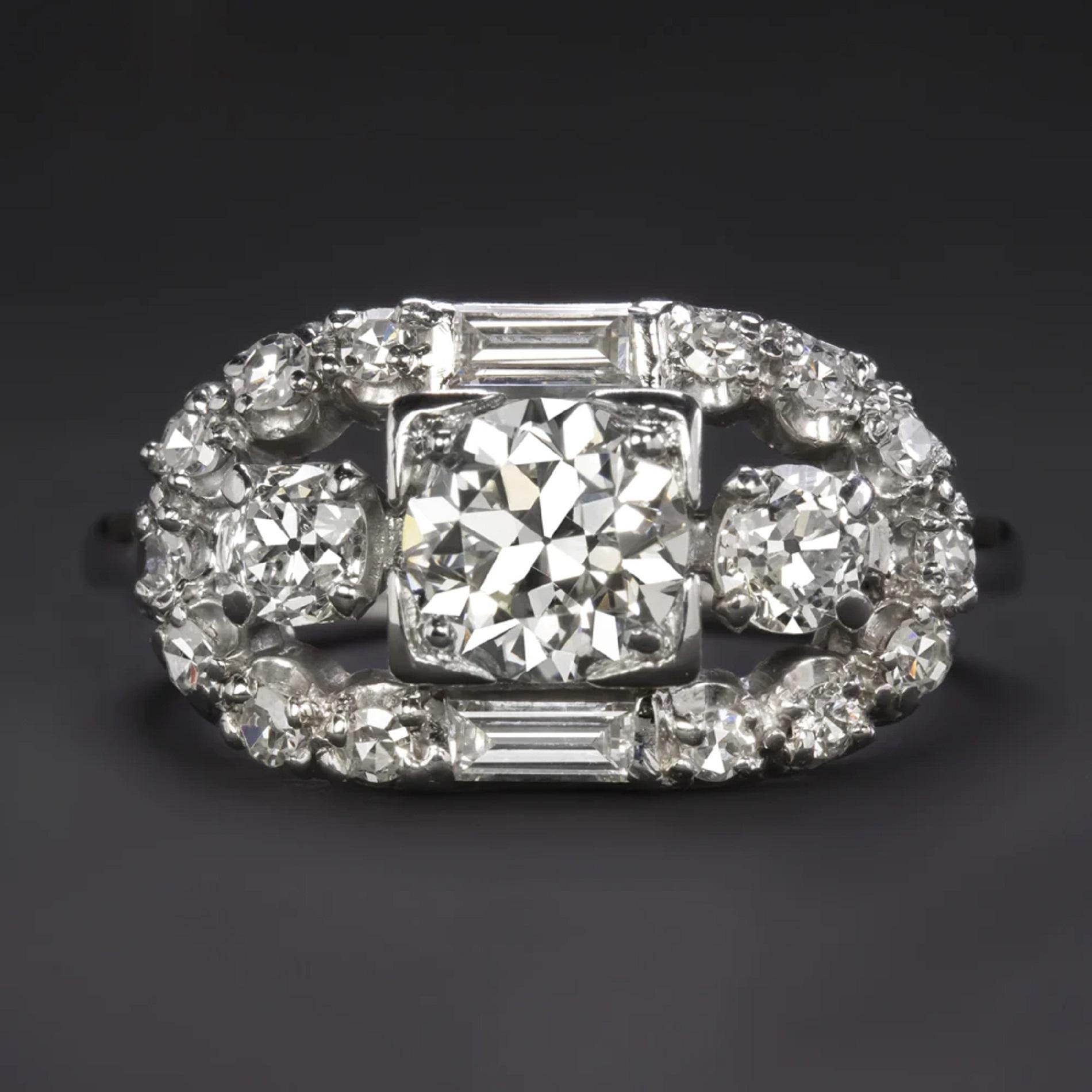 ART DECO Authentischer Diamant18k Weißgold Ring (Art déco)