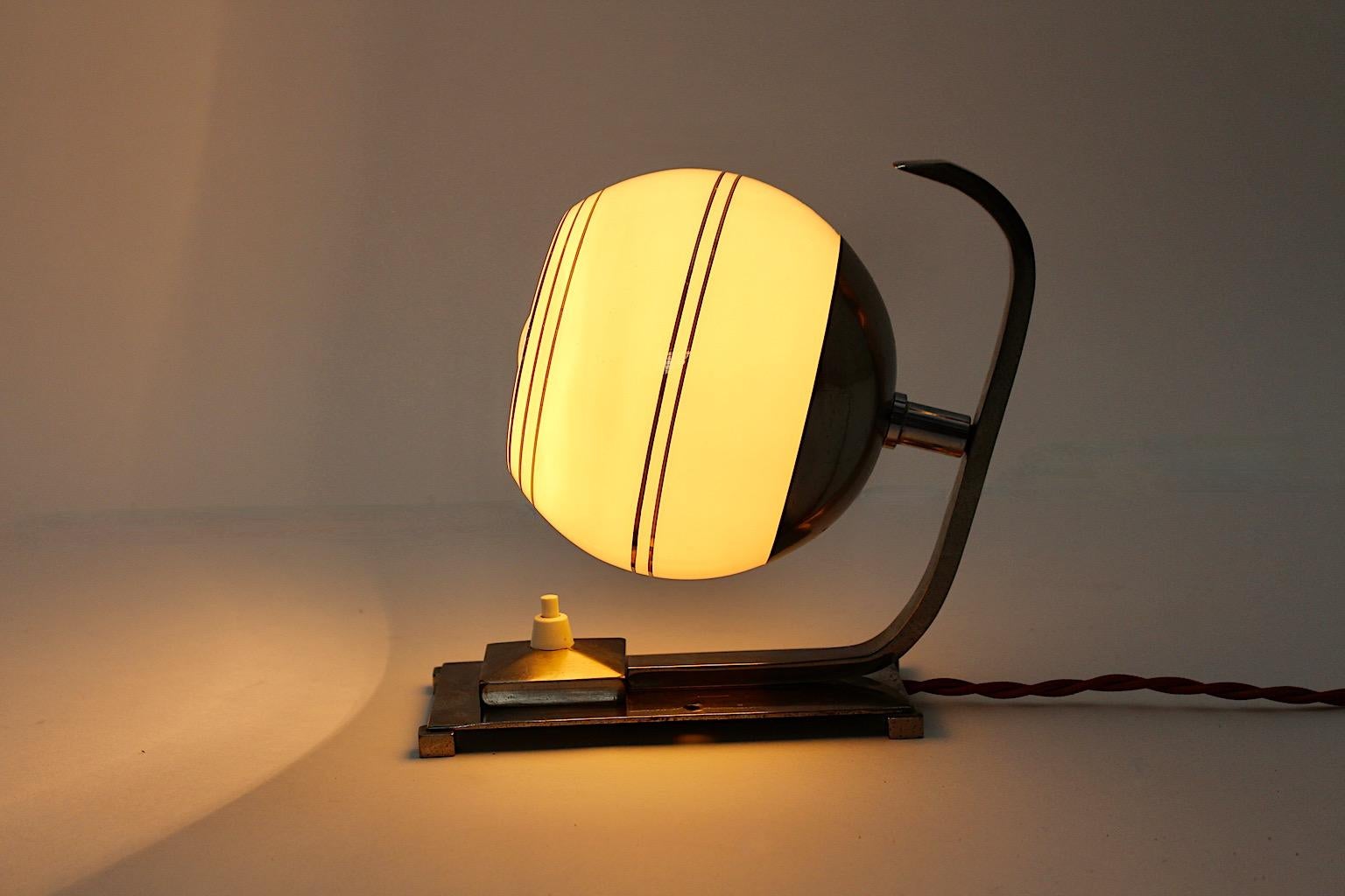 Art Deco Authentic Table Lamp Sconce Nickeled Brass Glass circa 1925 Austria For Sale 8