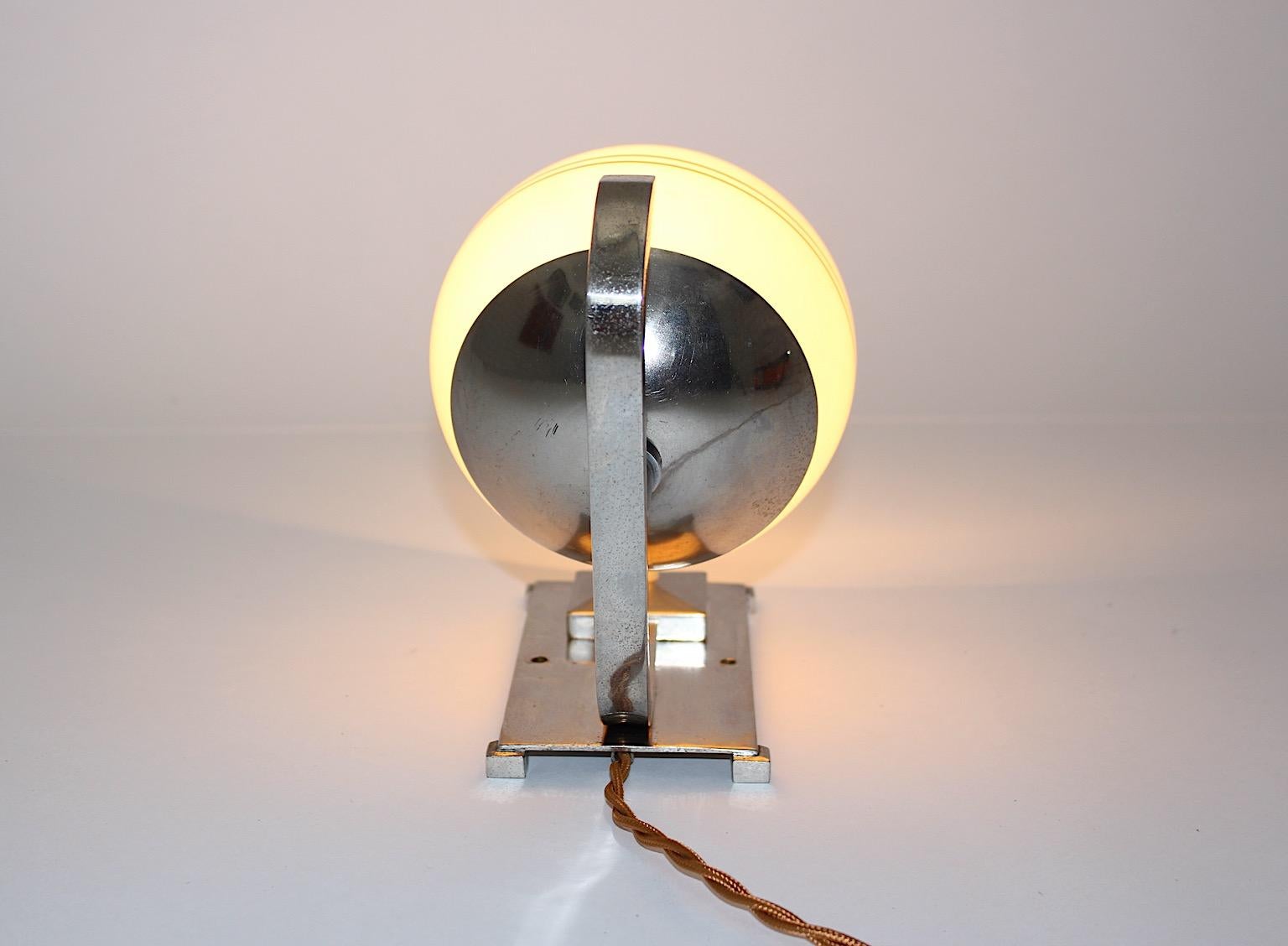 Art Deco Authentic Table Lamp Sconce Nickeled Brass Glass circa 1925 Austria For Sale 11