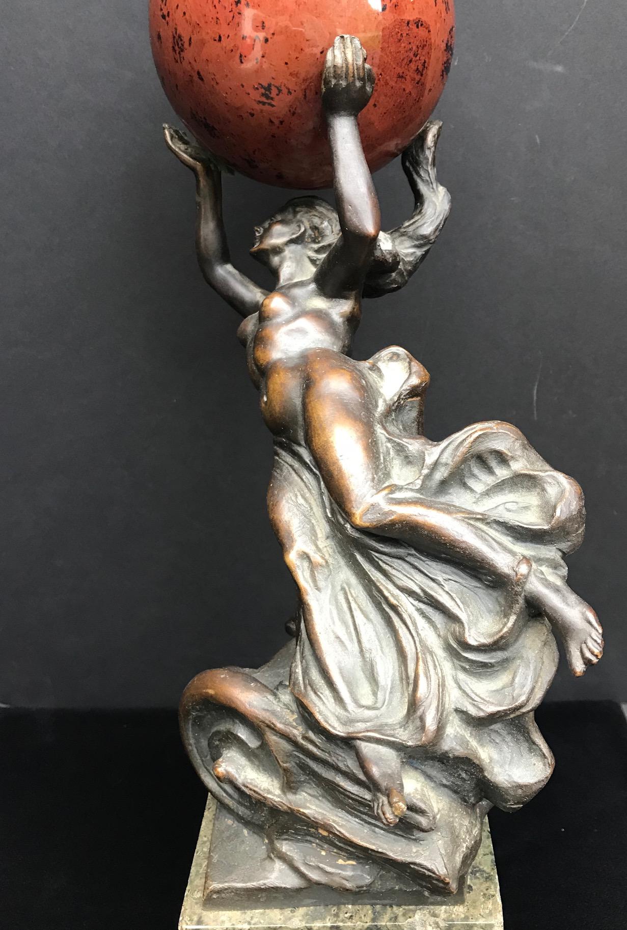 Art Deco Automobile Bronze and Marble Figural Sculpture Trophy, circa 1920 6
