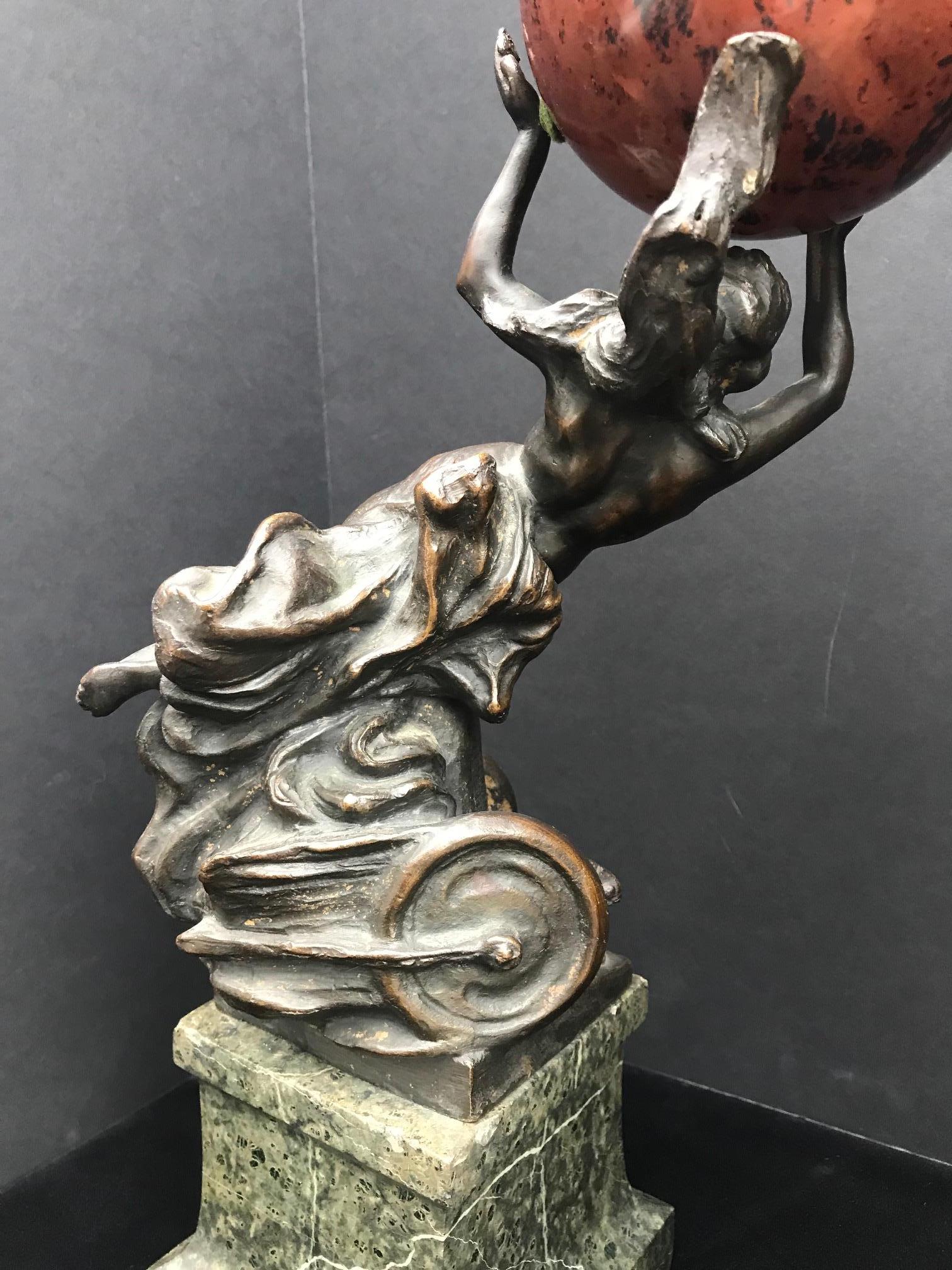 Art Deco Automobile Bronze and Marble Figural Sculpture Trophy, circa 1920 8