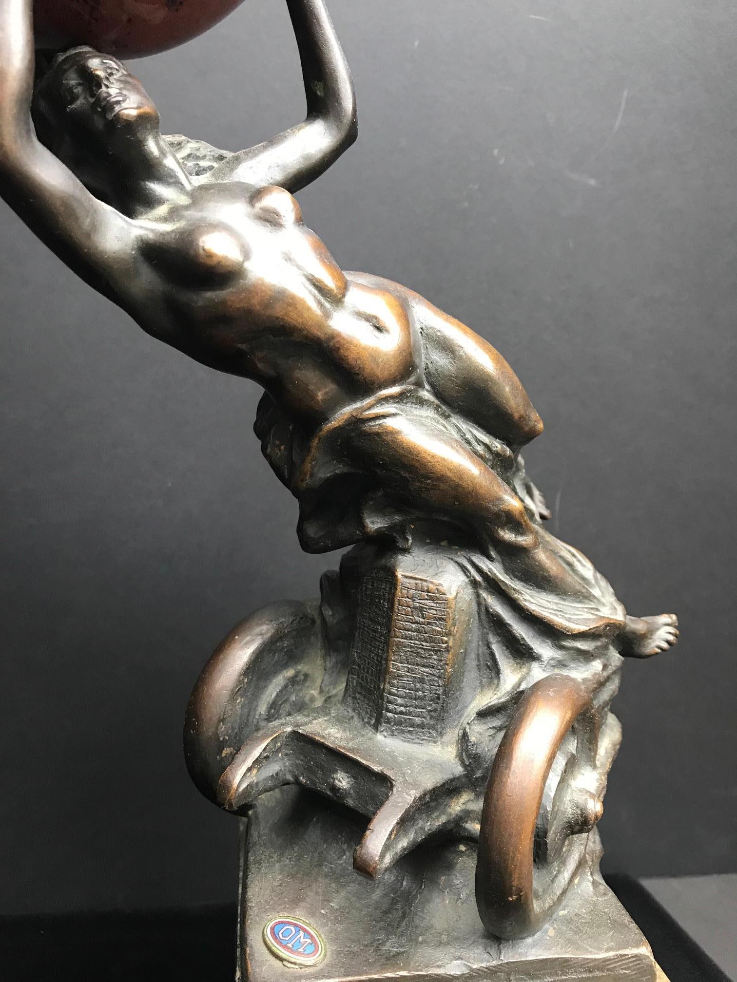 Unknown Art Deco Automobile Bronze and Marble Figural Sculpture Trophy, circa 1920