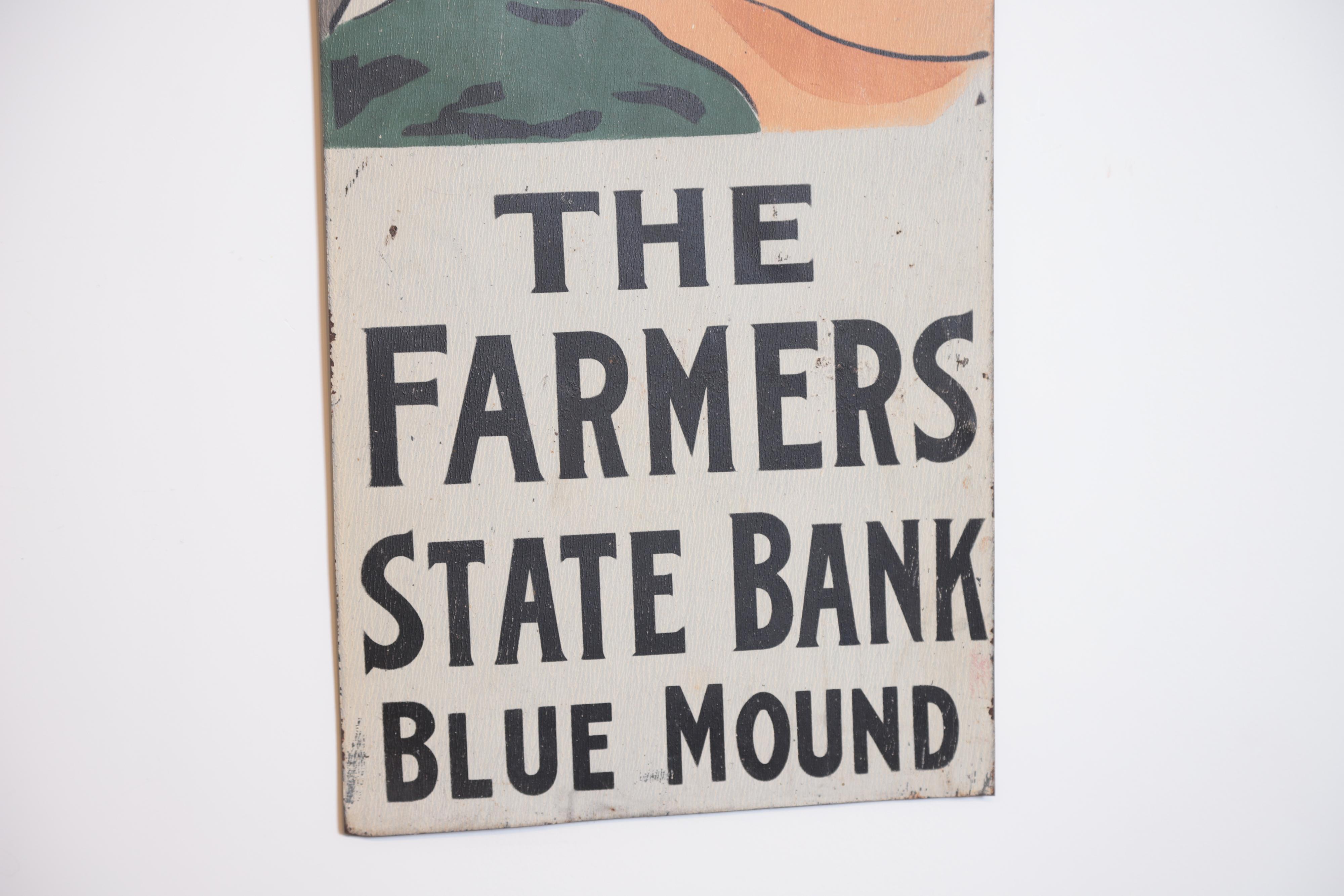 Art Deco Automobilia Farmers State Bank Tin Advertising Sign 3