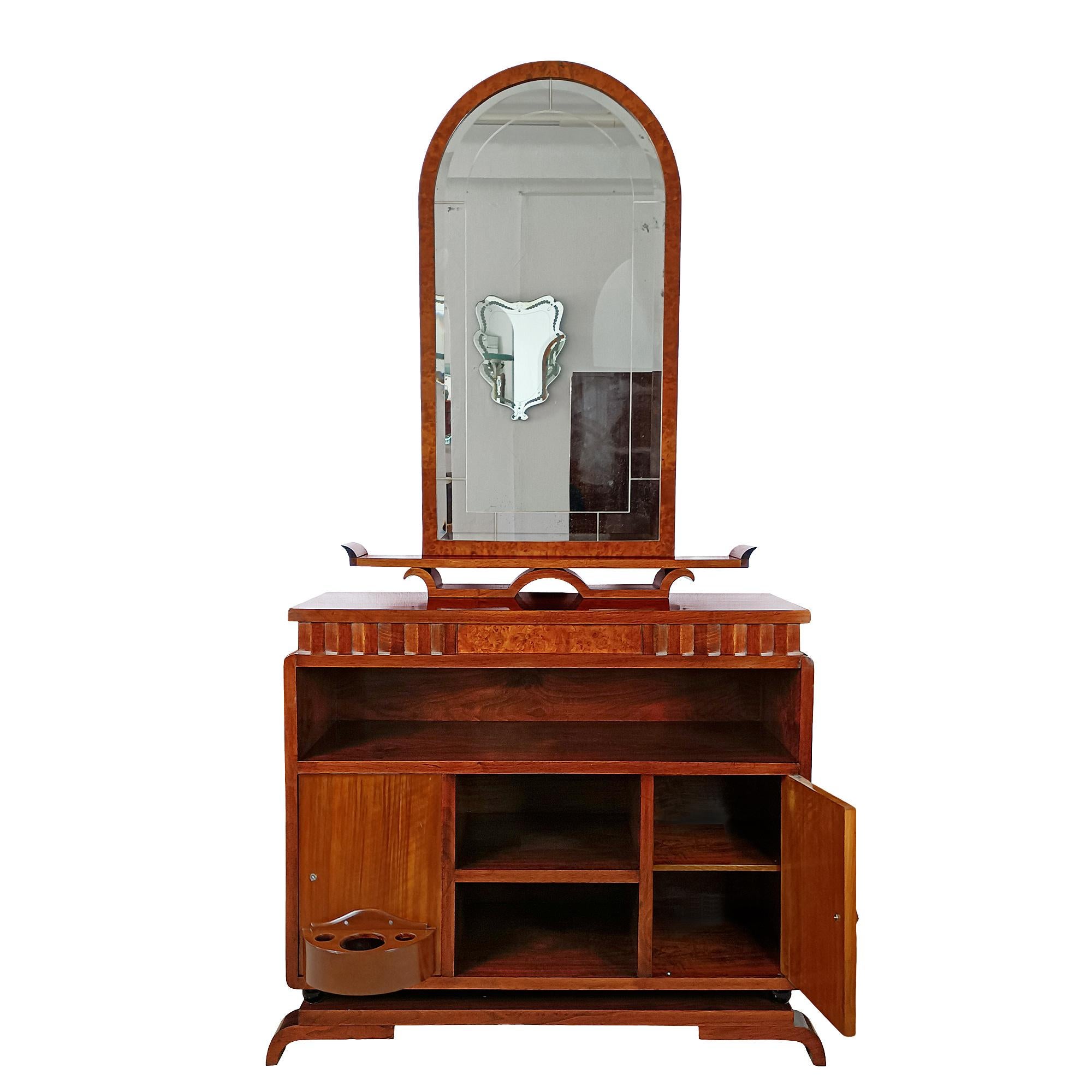Plated Art Deco auxiliary or entrance cabinet - Italy 1925 For Sale