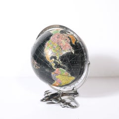 Art Deco Aviation Globe on Sculptural Airplane Base in Chrome