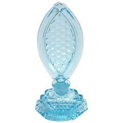 Retro Art Deco Baby Blue Glass Perfume Bottle