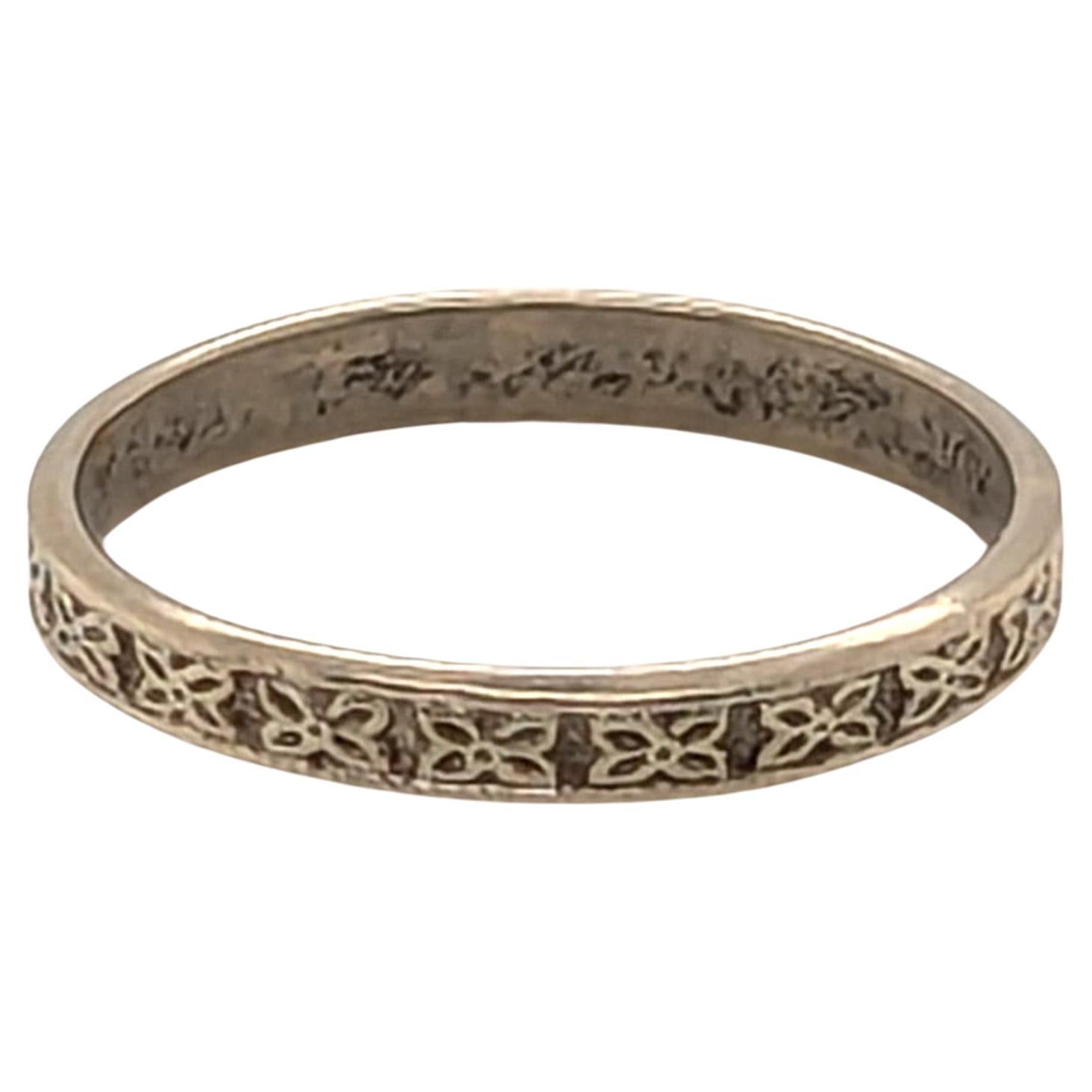 Babo Rind Art Deco Baby Ring Engraved Eternity Flowers White Gold Antique ...