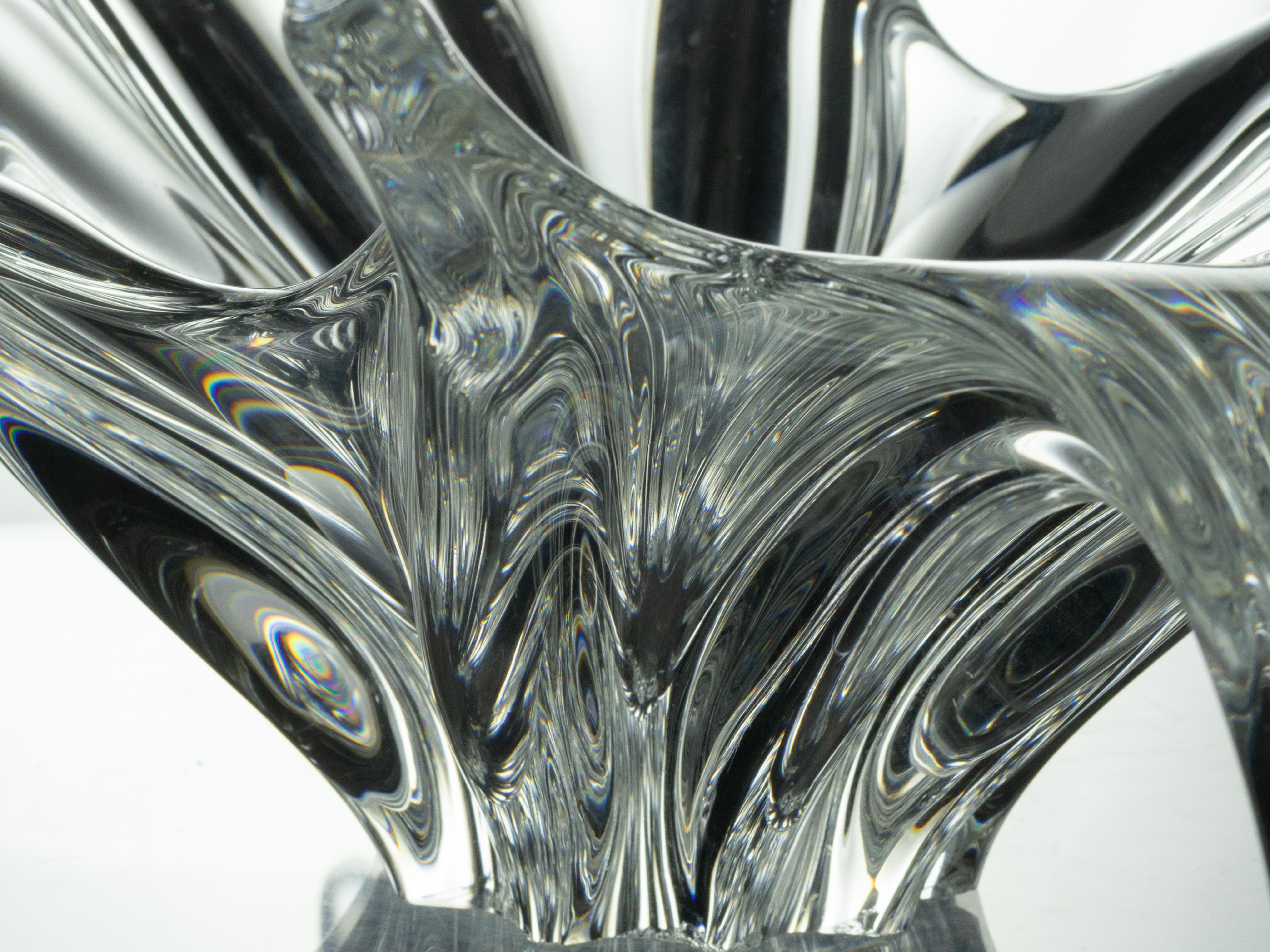 Coupe centre de table Baccarat Art Déco, verre soufflé à la main, France en vente 3