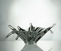 Coupe centre de table Baccarat Art Déco, verre soufflé à la main, France