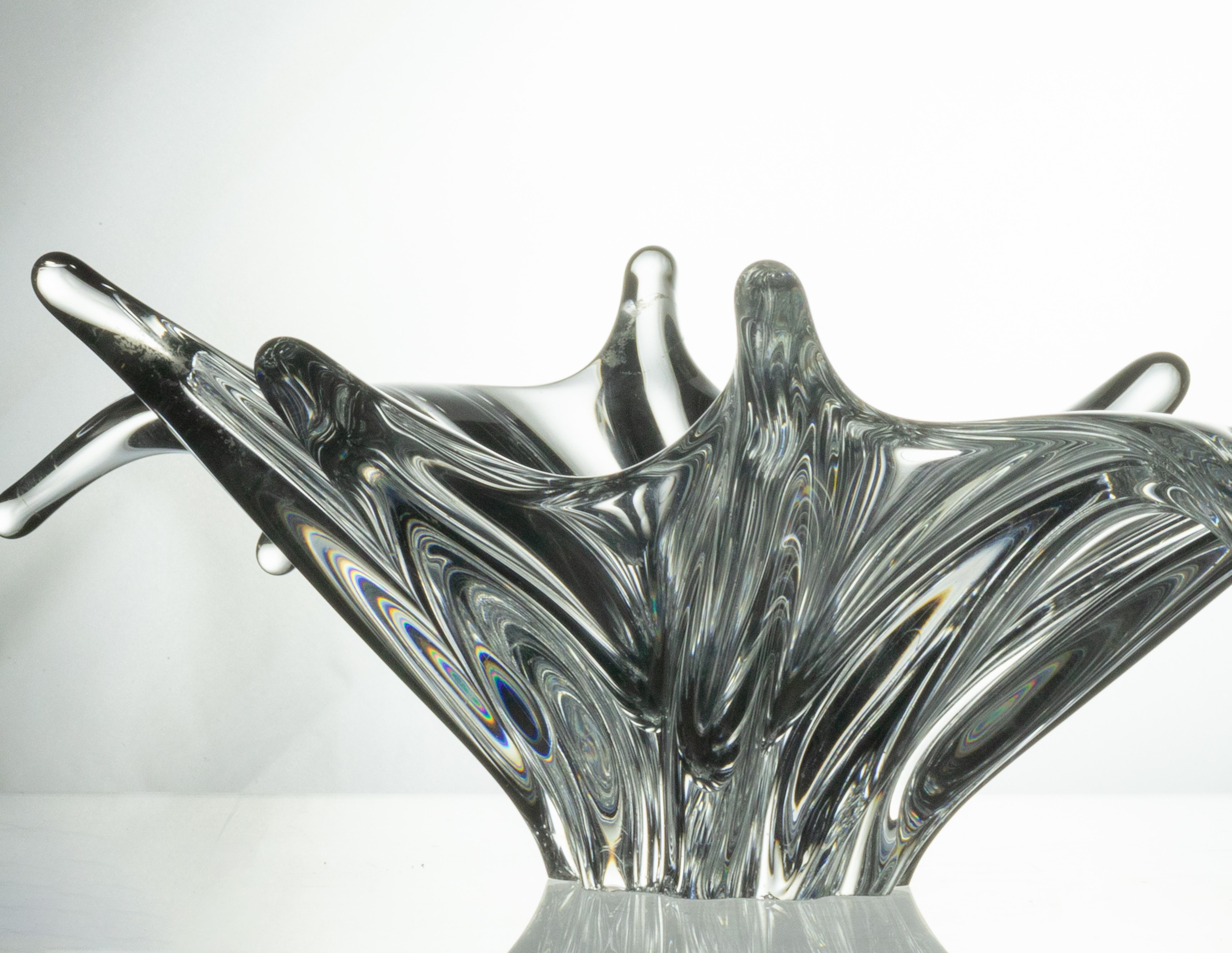 Art déco Coupe centre de table Baccarat Art Déco, verre soufflé à la main, France en vente