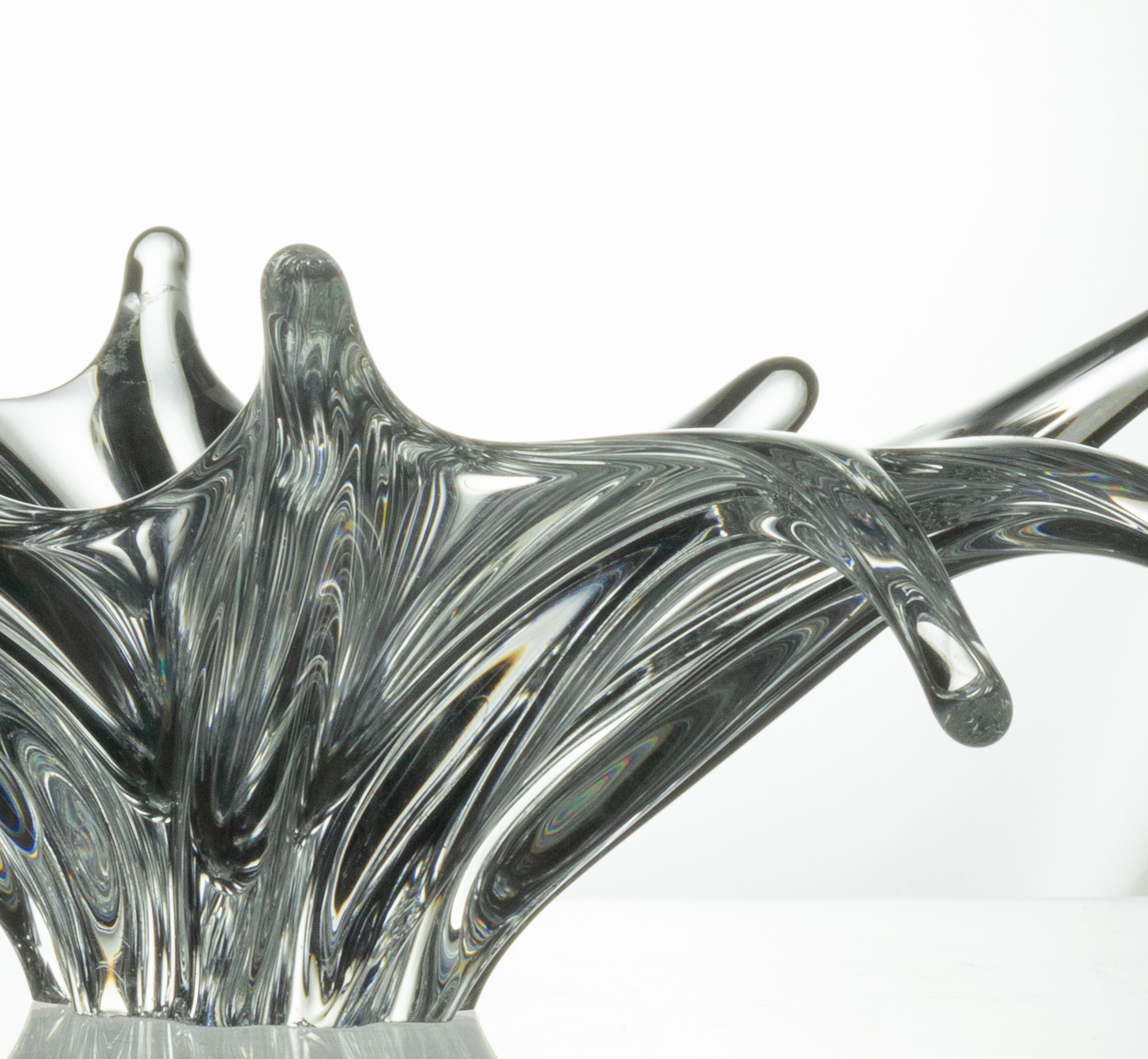 Français Coupe centre de table Baccarat Art Déco, verre soufflé à la main, France en vente