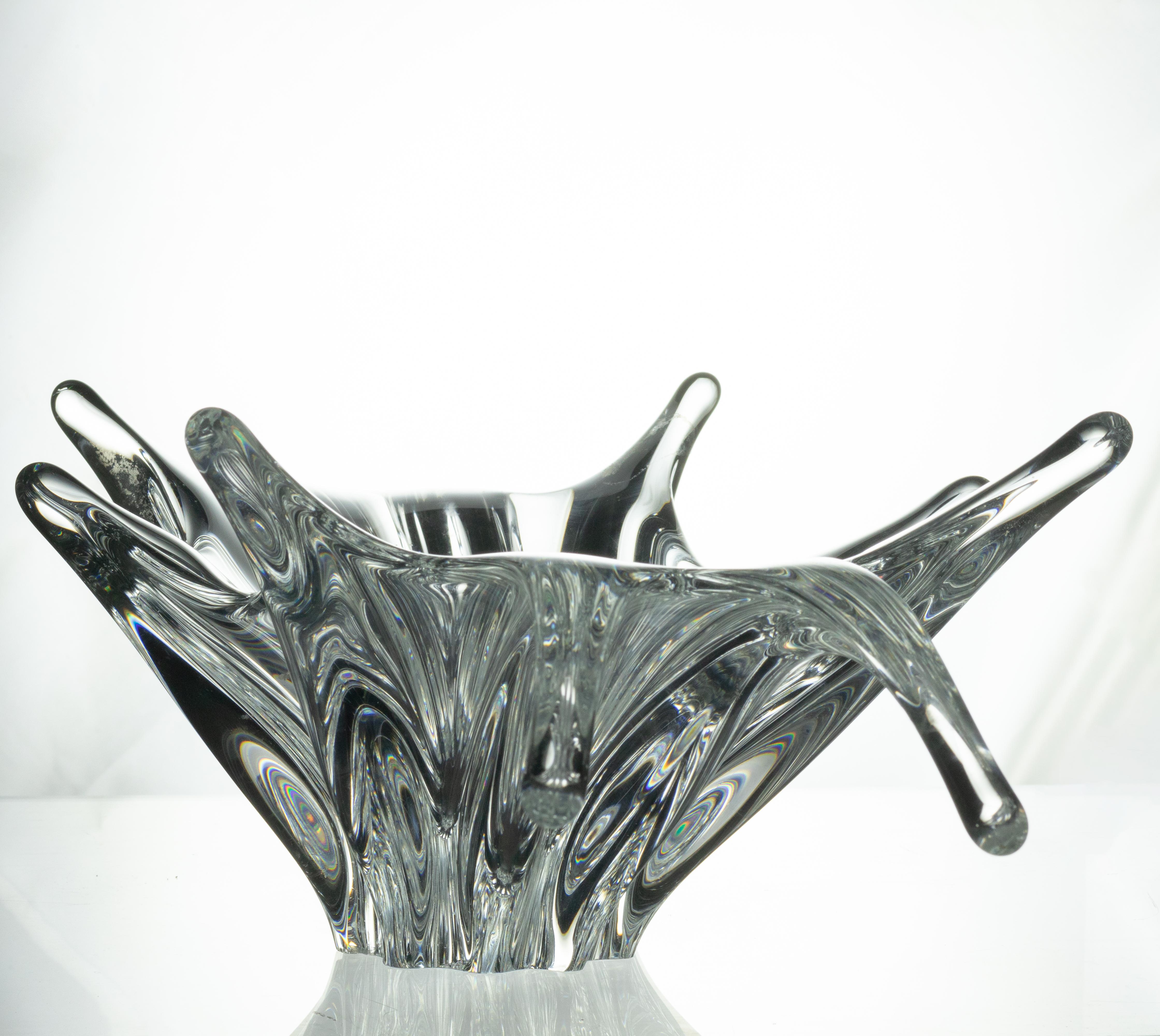 20ième siècle Coupe centre de table Baccarat Art Déco, verre soufflé à la main, France en vente