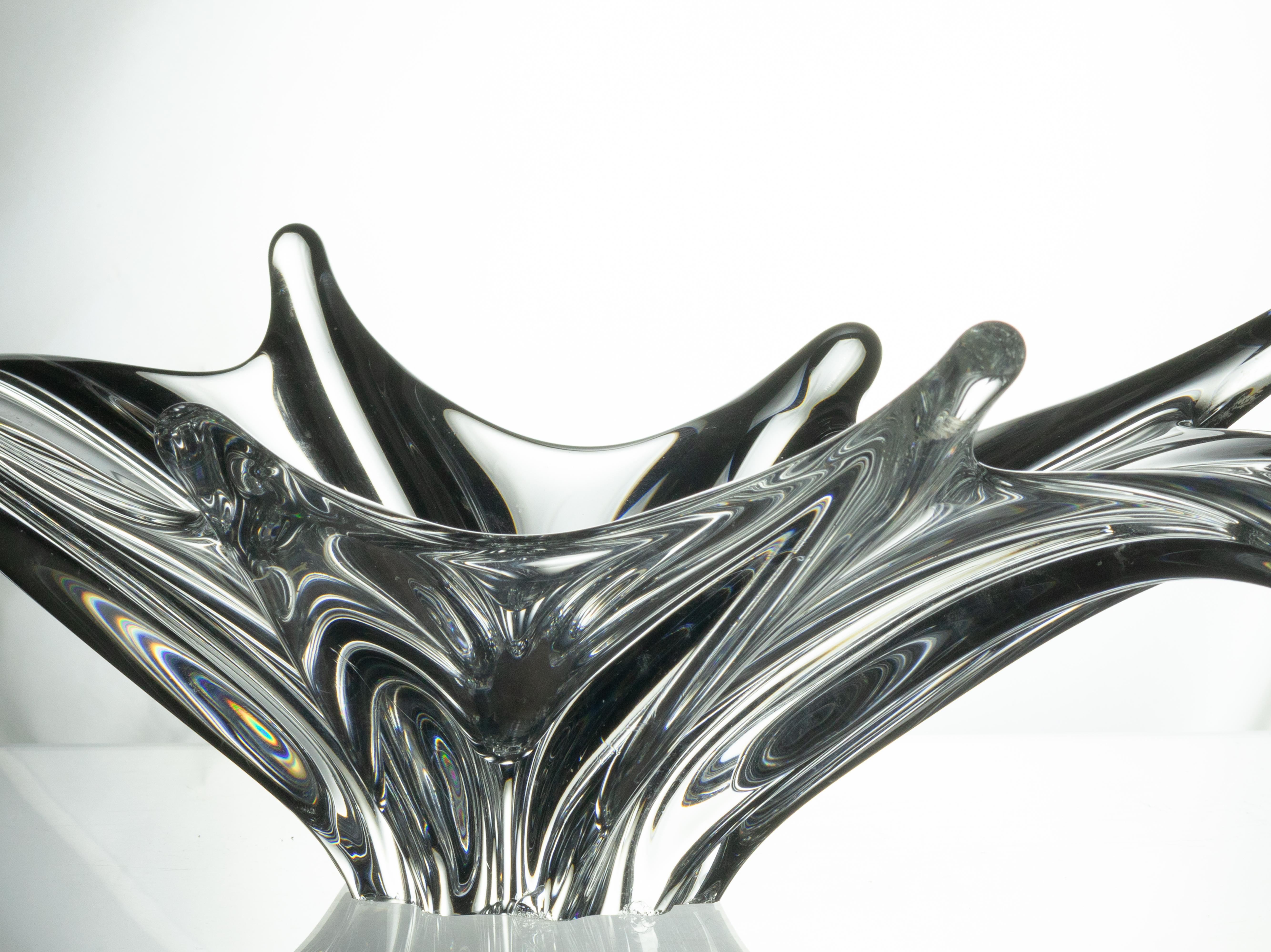 Coupe centre de table Baccarat Art Déco, verre soufflé à la main, France en vente 1