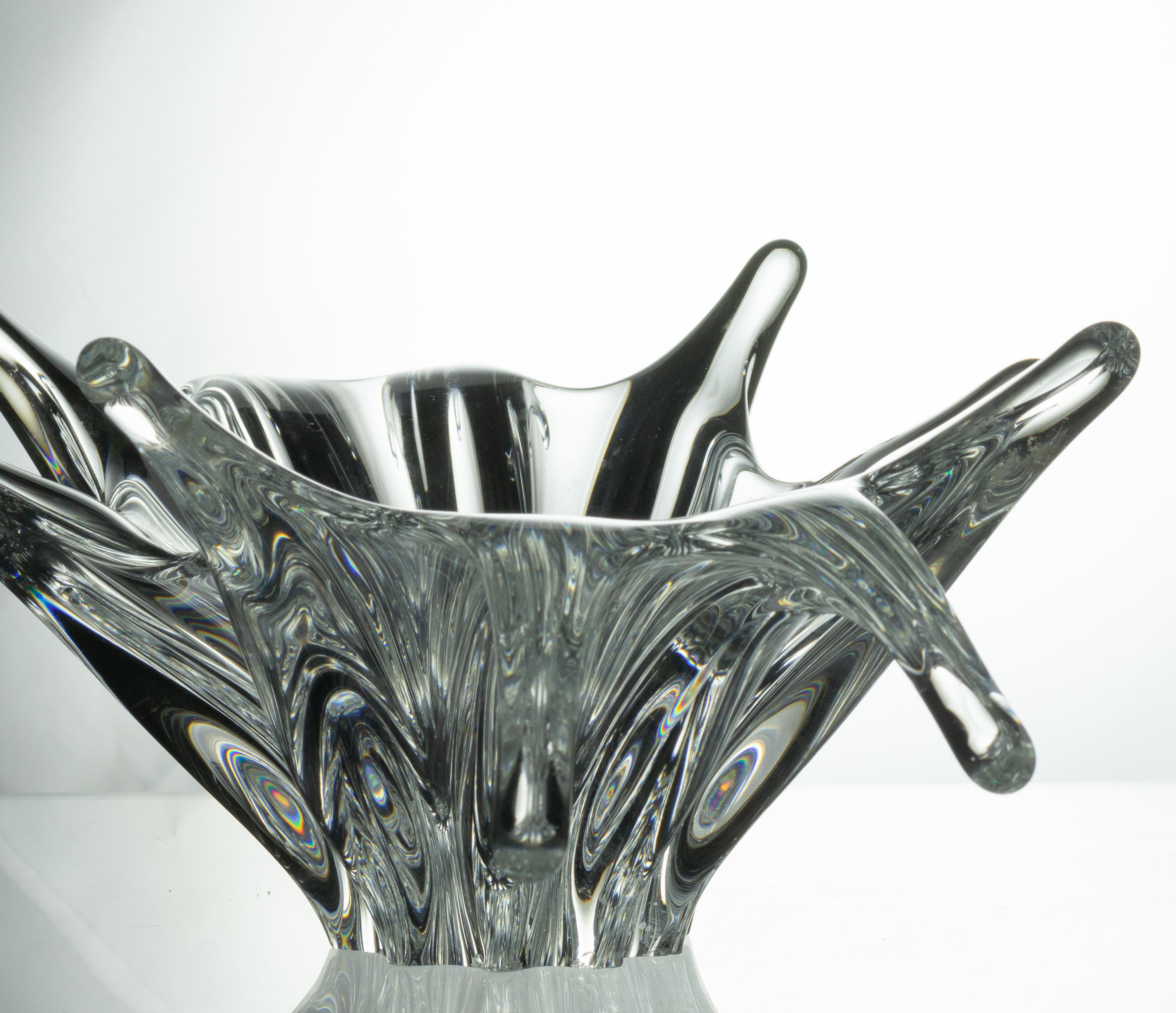 Coupe centre de table Baccarat Art Déco, verre soufflé à la main, France en vente 2