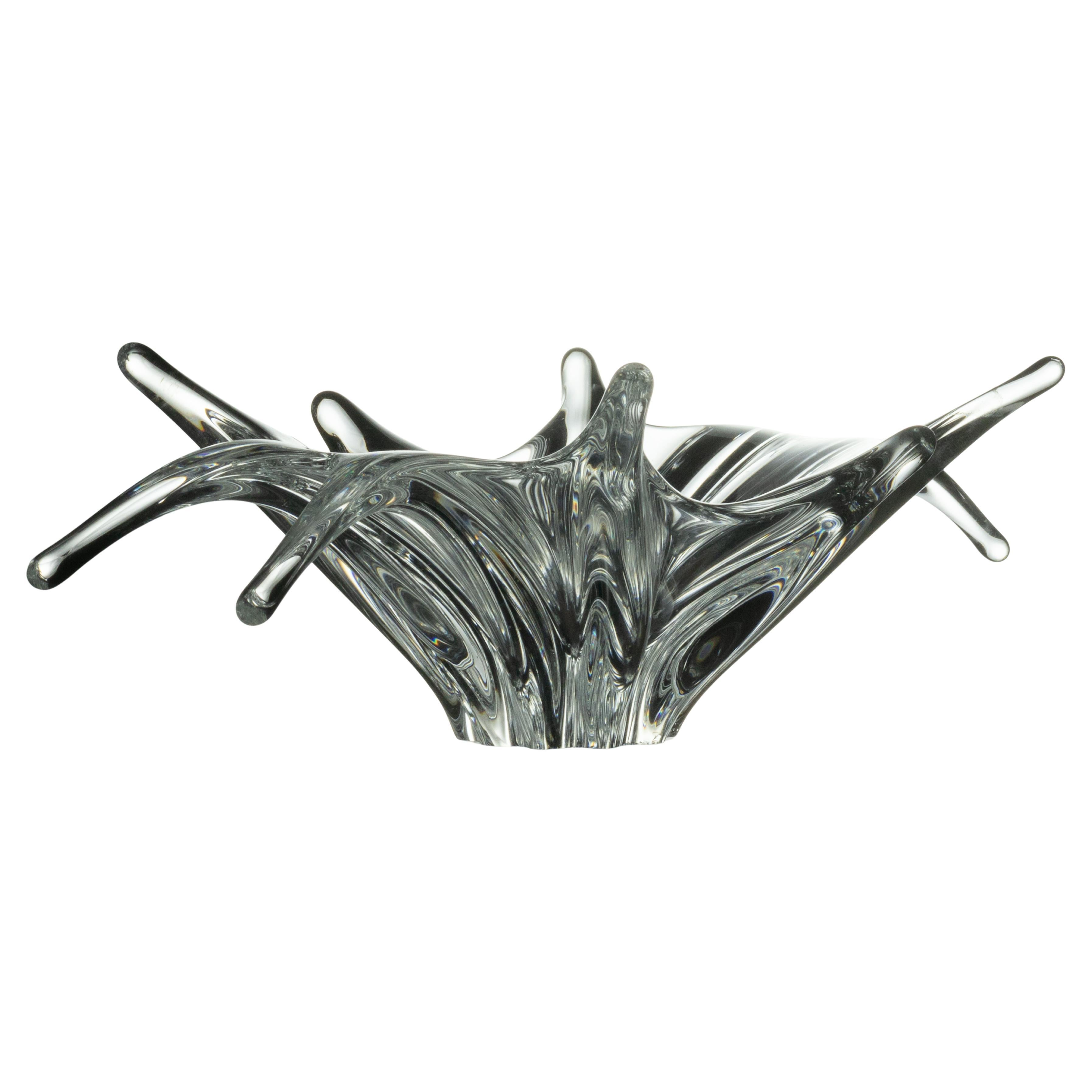 Coupe centre de table Baccarat Art Déco, verre soufflé à la main, France en vente