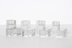 Art Deco Baccarat Crystal Pristine Table Architecture Cubist Candlestick Holders
