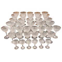 Art Deco Baccarat Glassware / Crystal Glasses, 41 pieces, Rohan model, France