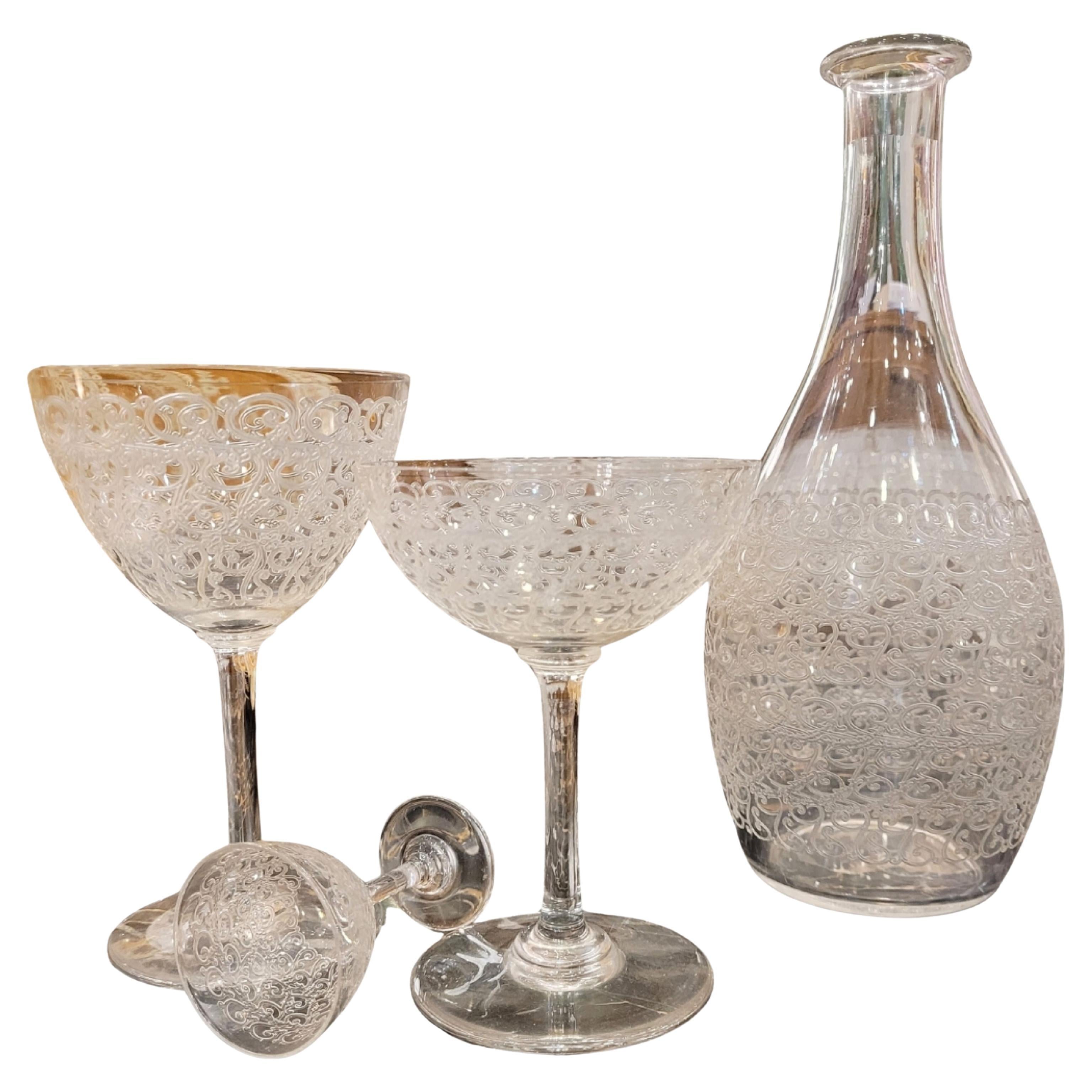 Bicchieri di cristallo Baccarat Art Deco, 41 pezzi, modello Rohan, Francia