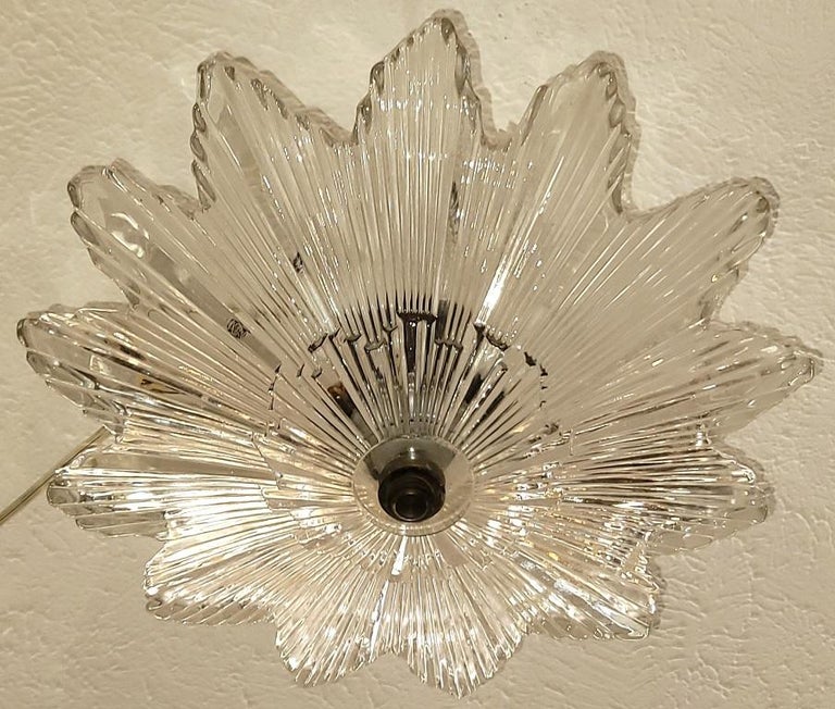 Art Deco Baccarat Semi Flush Star Burst Crystal Pendant 1