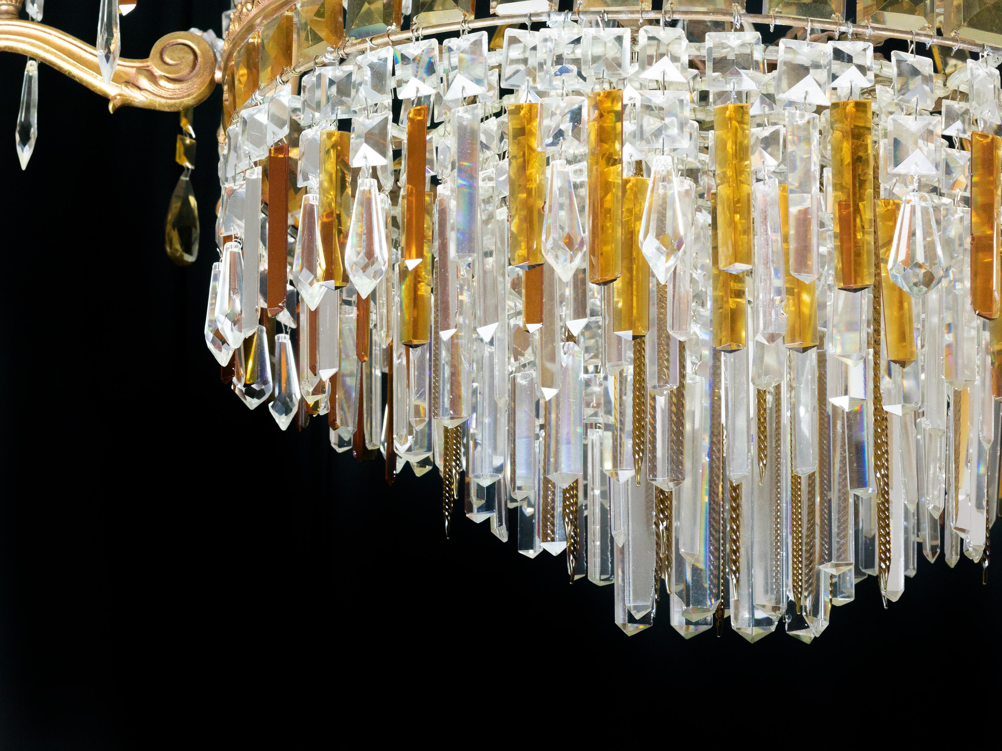 French Art Deco Baccarat Style Crystal Chandelier Empire For Sale