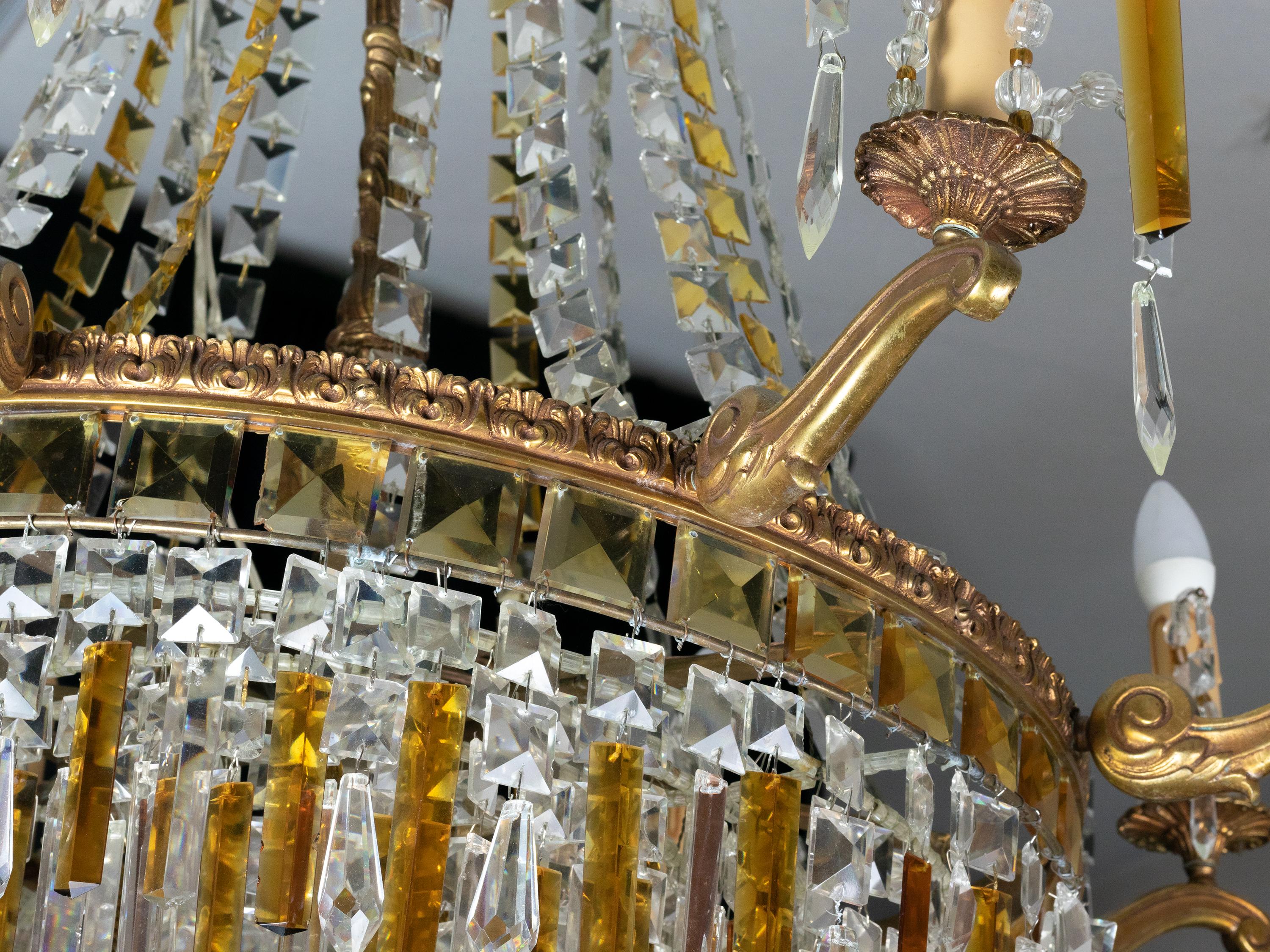 Art Deco Baccarat Style Crystal Chandelier Empire In Good Condition For Sale In Lisbon, PT