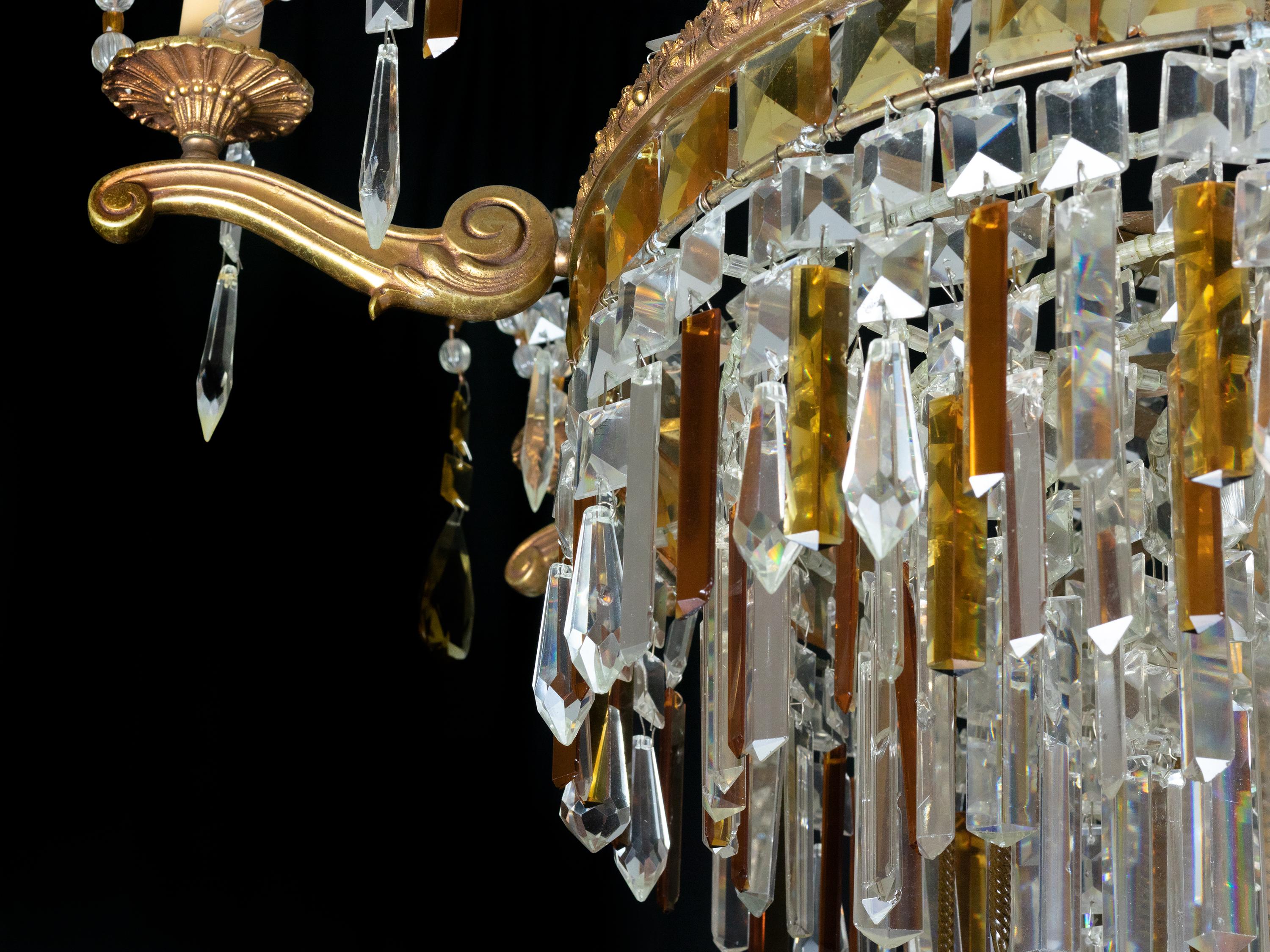 20th Century Art Deco Baccarat Style Crystal Chandelier Empire For Sale