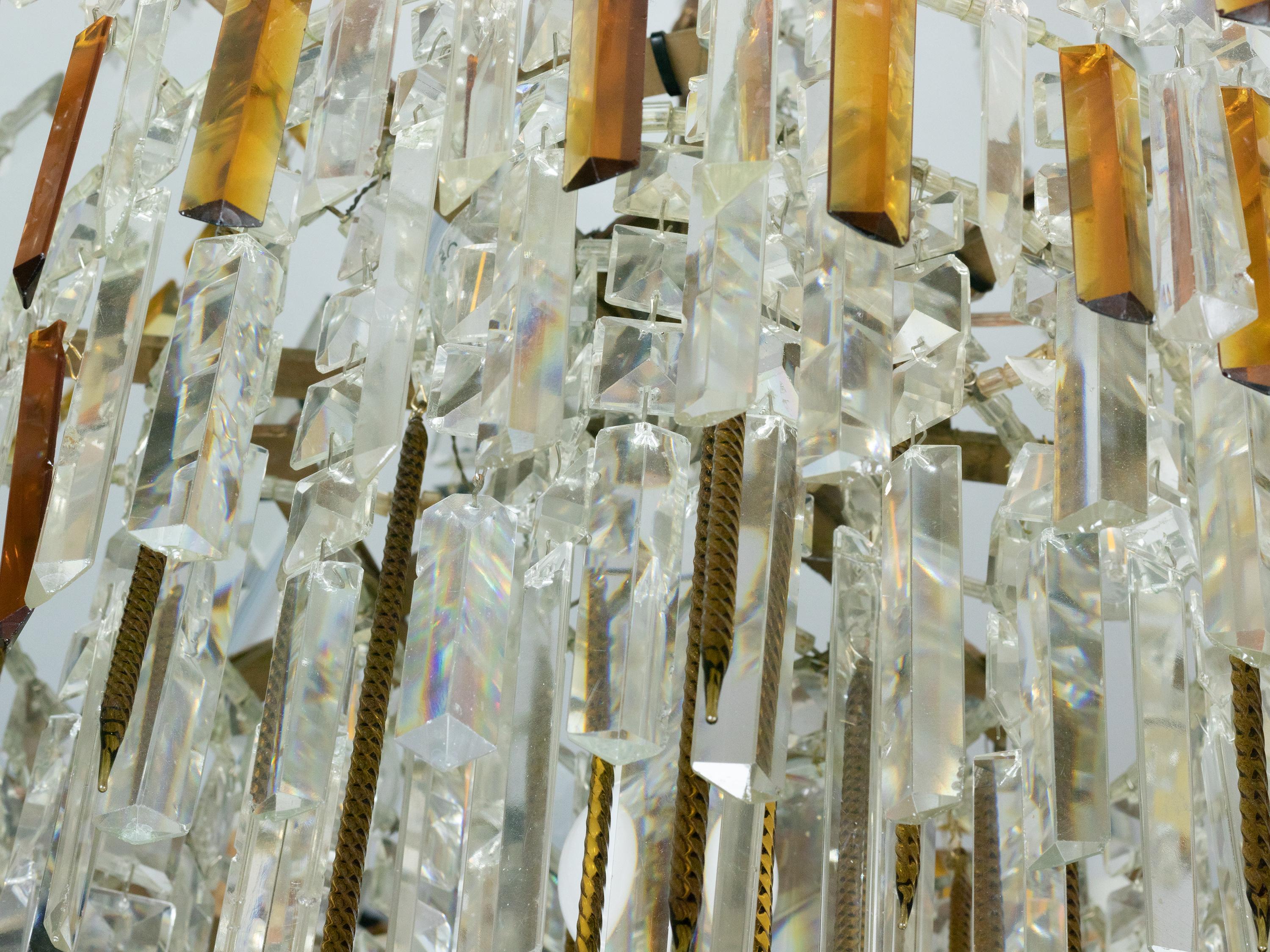 20ième siècle Lustre Empire en cristal de style Baccarat Art Déco en vente
