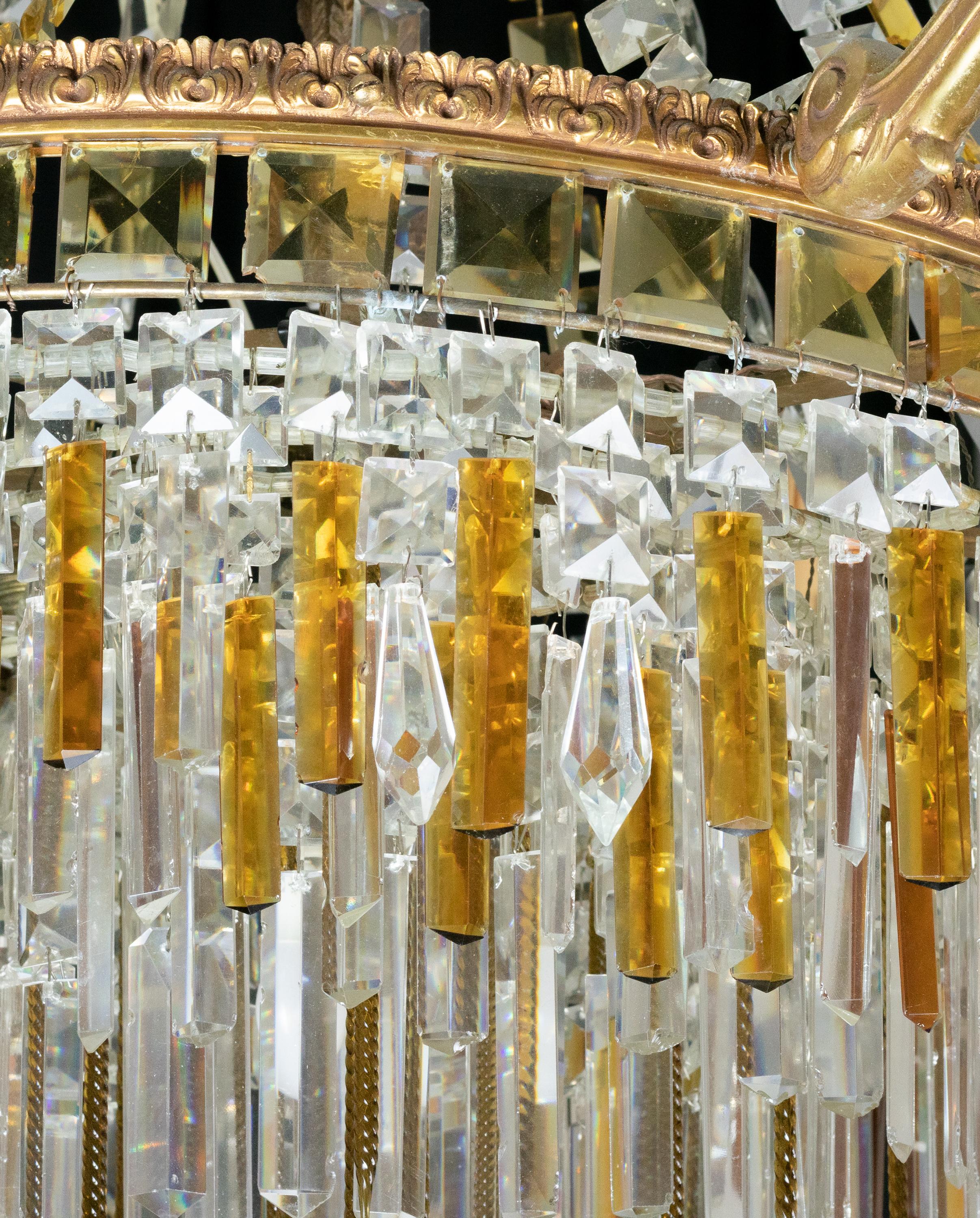 Métal Lustre Empire en cristal de style Baccarat Art Déco en vente