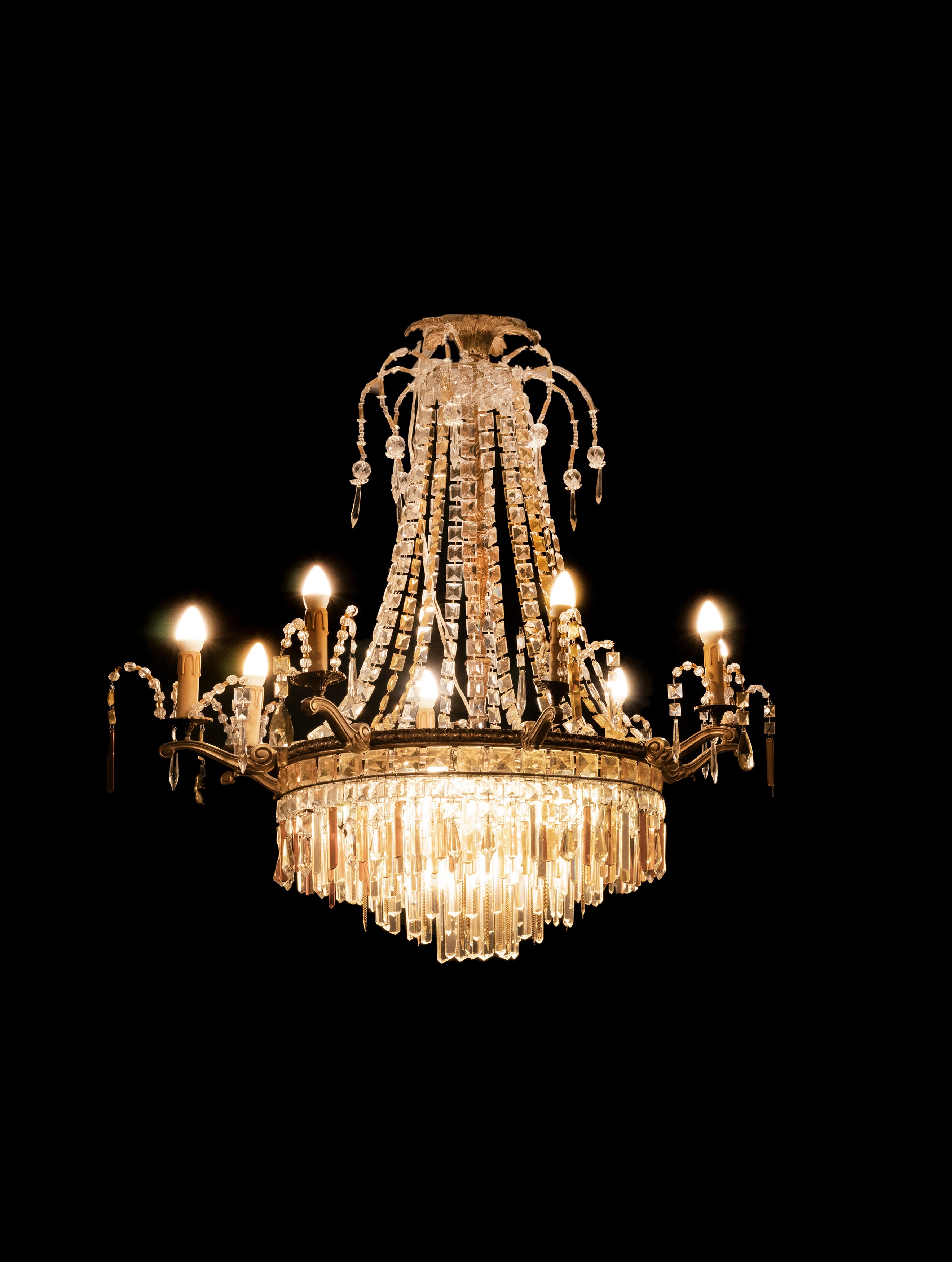 Art Deco Baccarat Style Crystal Chandelier Empire For Sale
