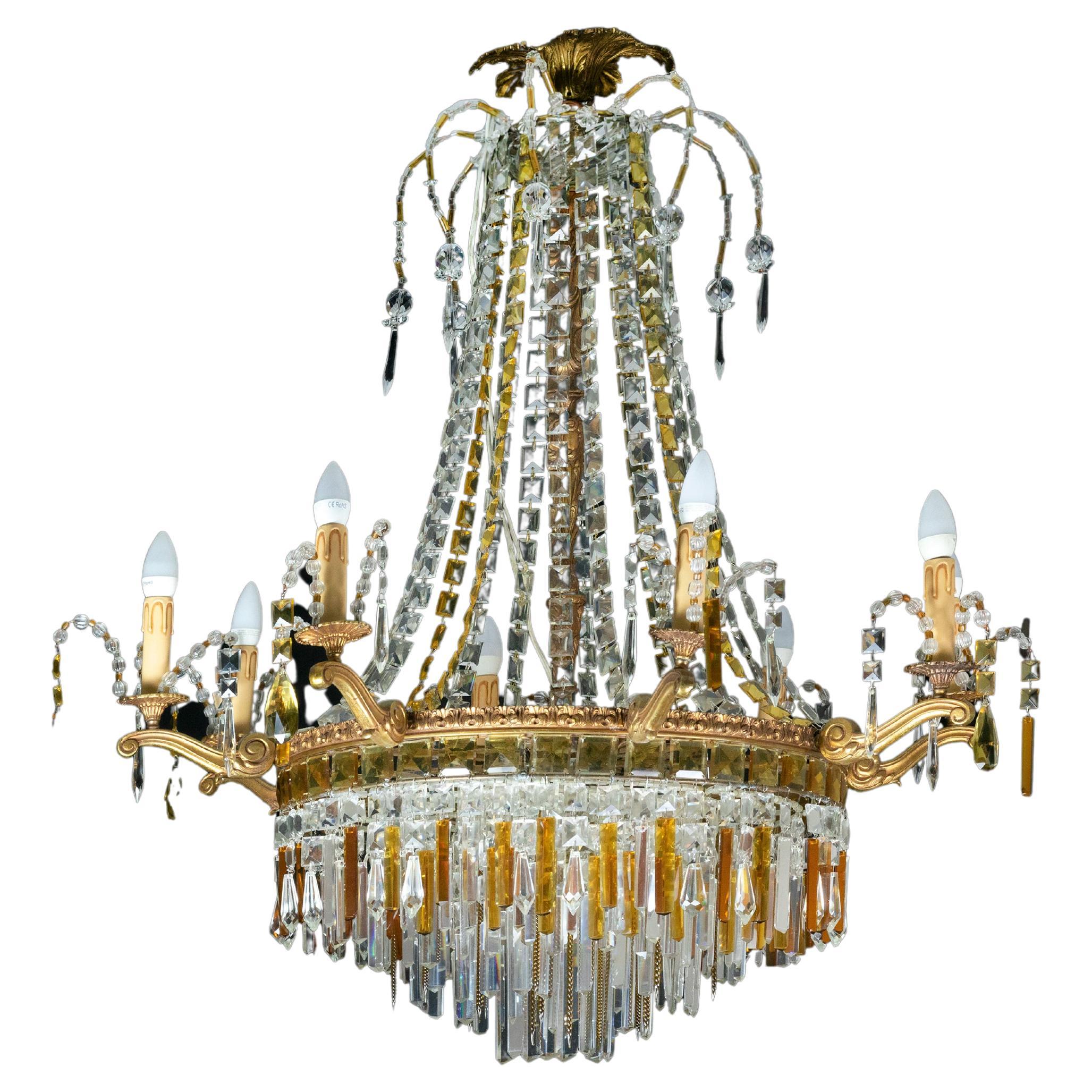 Art Déco Baccarat Style Chandelier surdimensionné en cristal Empire en vente