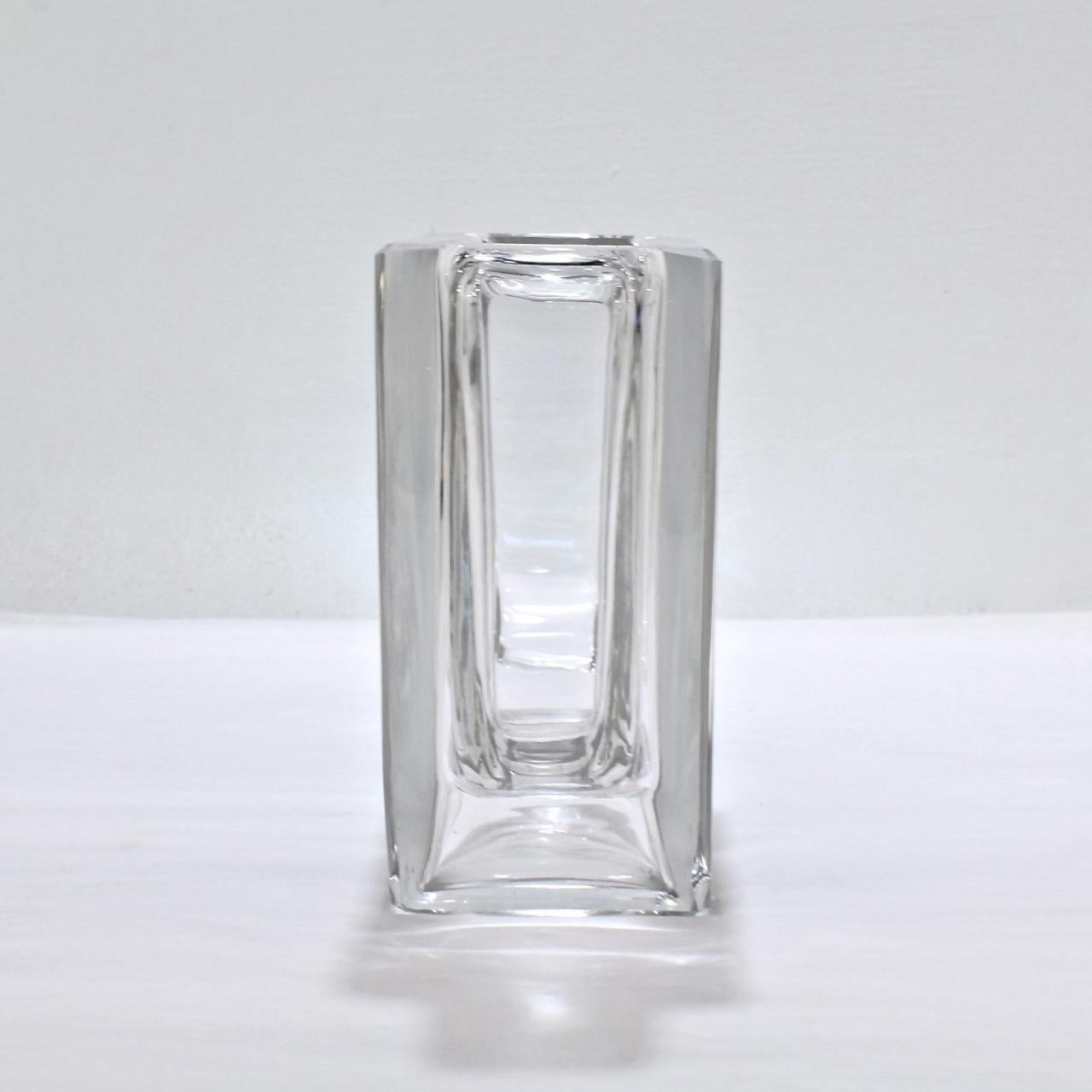 Art Deco Baccarat Twin-Handled Glass or Crystal Vase In Good Condition For Sale In Philadelphia, PA