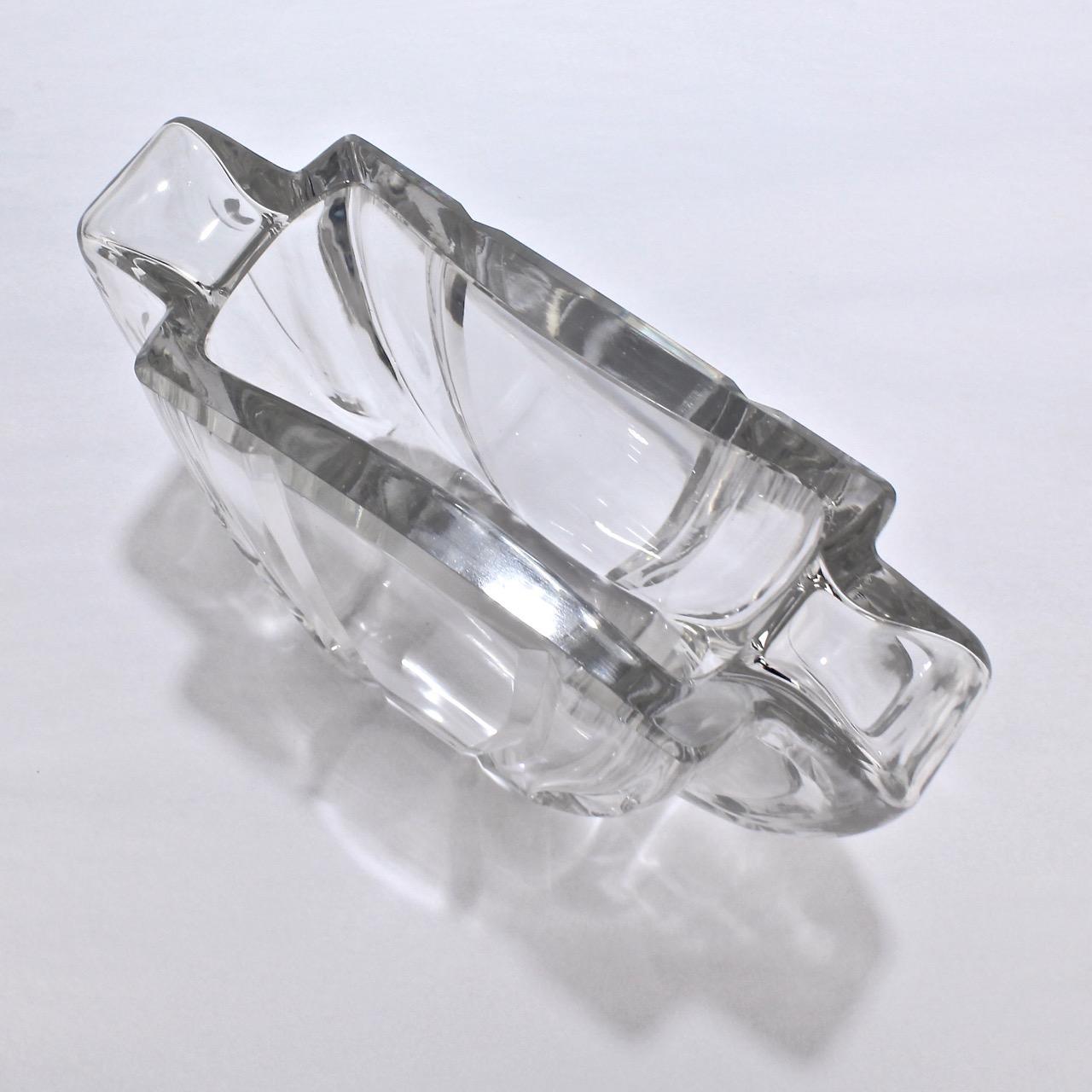 20th Century Art Deco Baccarat Twin-Handled Glass or Crystal Vase For Sale