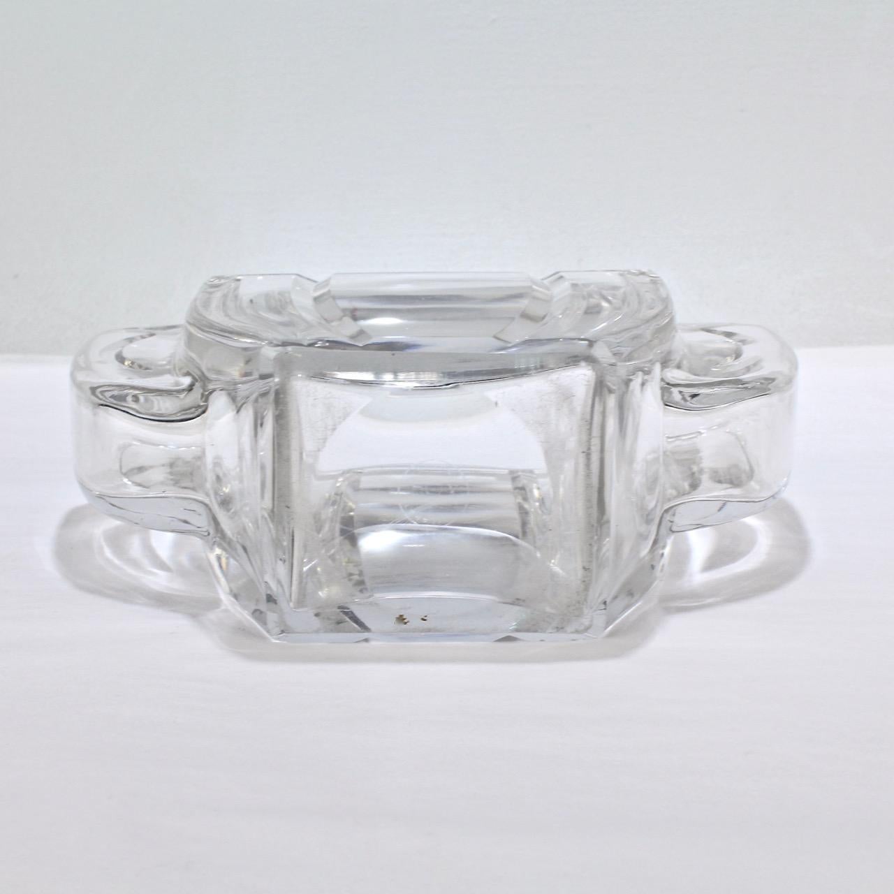 Art Deco Baccarat Twin-Handled Glass or Crystal Vase For Sale 1