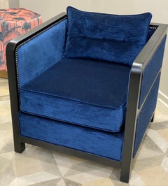 Bacco Deconstructed Armchair in Black Ebony Finish Upholstered w Velvet