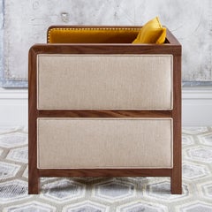 Bacco Deconstructed Armchair in Natural Walnut Upholstered with Velvet