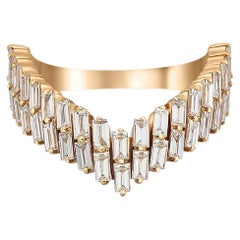 Art Deco Baguette Chevron 14k gold ring