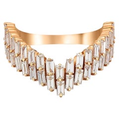 Art Deco Baguette Chevron 14k gold ring.