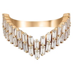 Art Deco Baguette Chevron 14k gold ring