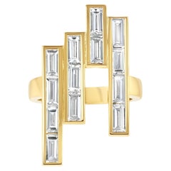 Bague de cocktail Art déco avec diamant 4 carats et taille baguette