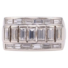 Vintage Art Deco Baguette Cut Diamond Platinum Ring