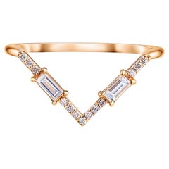 Art Deco Baguetteschliff Moissanit Hochzeit 14k Gold Band Ring