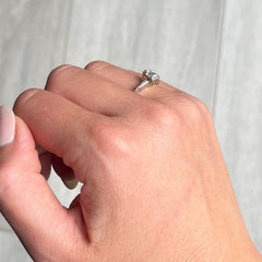 Art Deco Baguette Diamond and 14 Carat White Gold Solitaire Ring